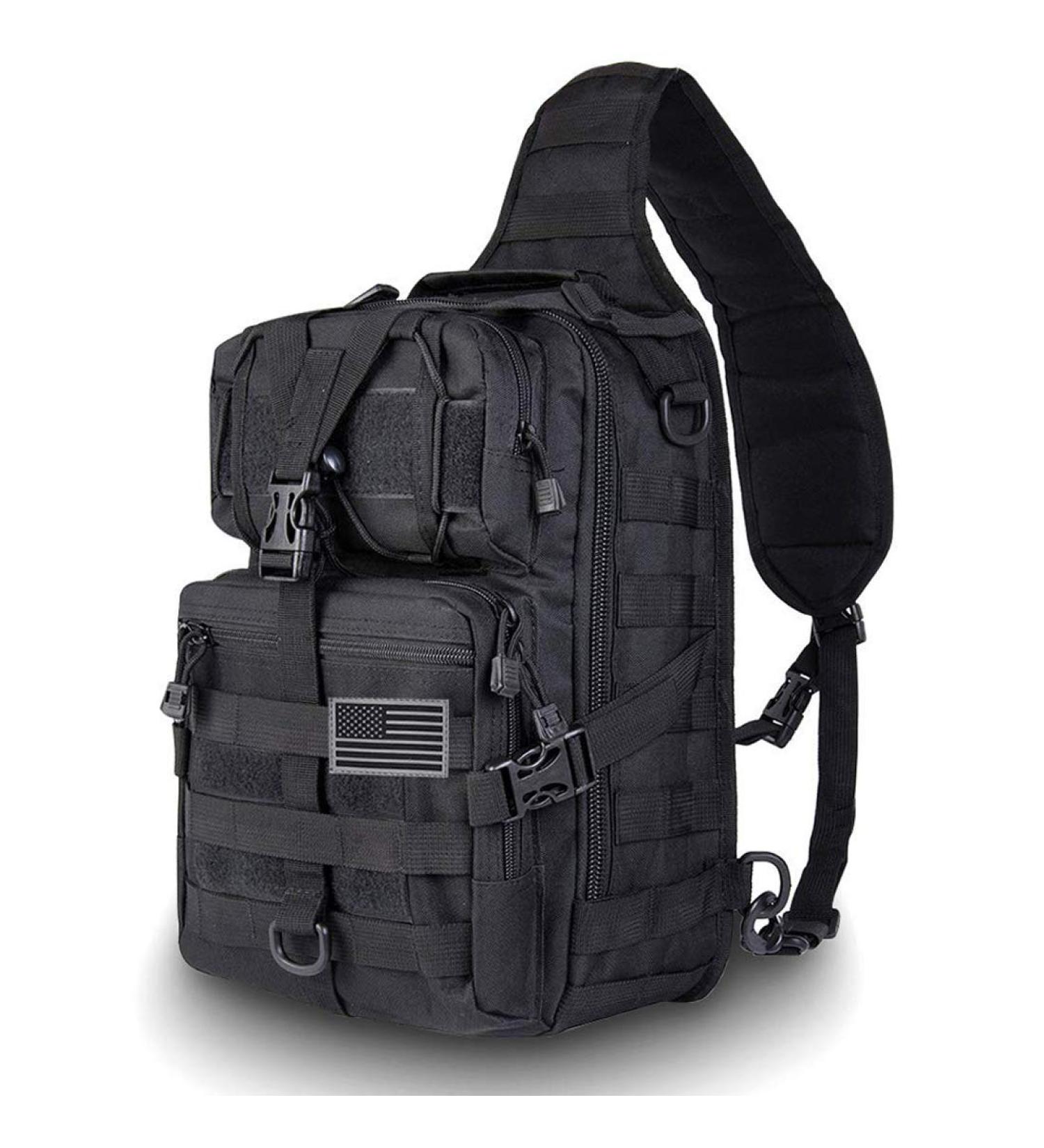Tactical Black Sling Bag Pack - Military Rover Shoulder Backpack for EDC Molle Assault Range - Buy Online on GoSupps.com