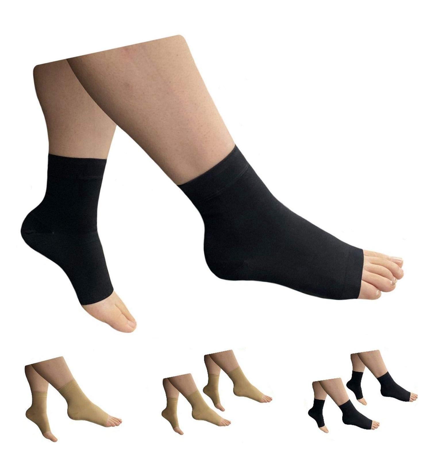 Shop Ankle 15-20 mmHg Compression Leg Sleeve - Wide Open Toe Black 5X-Large for Foot Swelling Relief | International Shipping Available - Buy Online on GoSupps.com