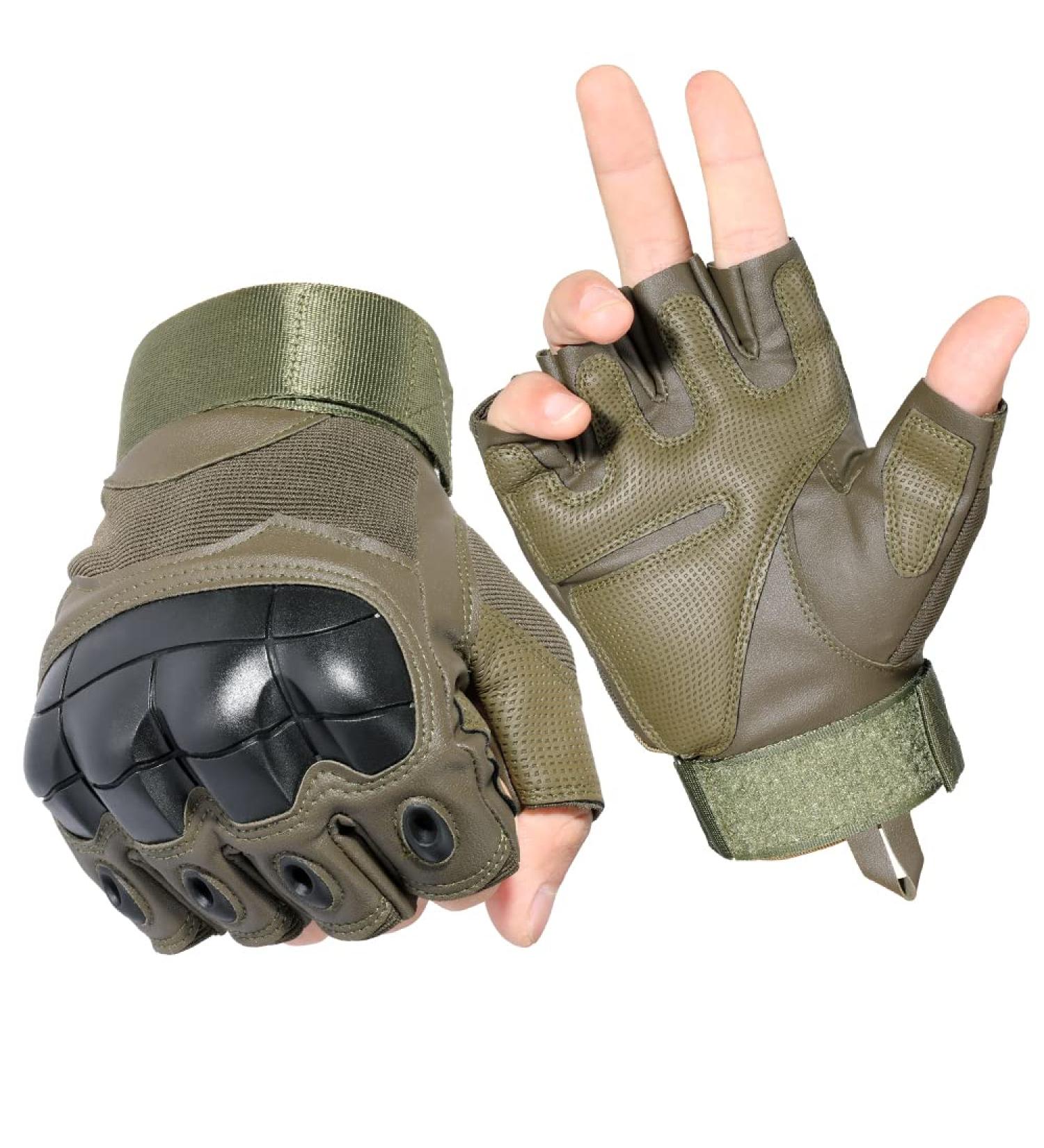 AXBXCX Half Finger Tactical Gloves Fingerless Gloves for Men Green Large - Buy Online on GoSupps.com