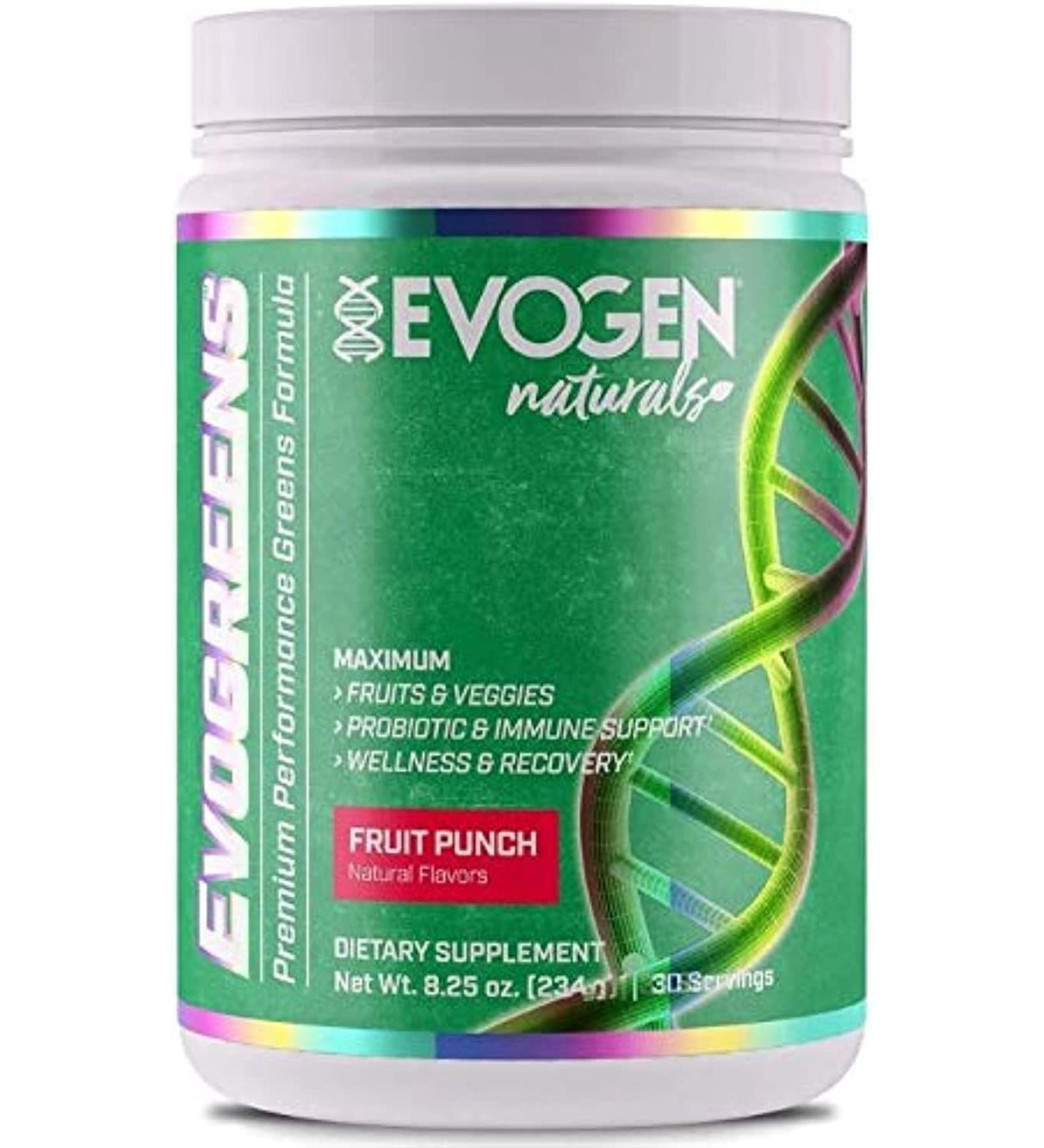 Evogen Evogreens Premium Performance Greens 30 Servings - Fruit Punch - 8.25 Oz - Buy Online on GoSupps.com