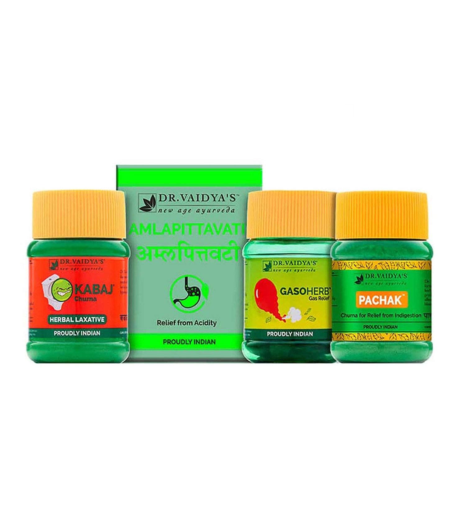 Dr. Vaidya's Digestive Pack - Pachak Churna - Kabaj Powder - Amlapittavati - Gasoherb - Buy Online on GoSupps.com