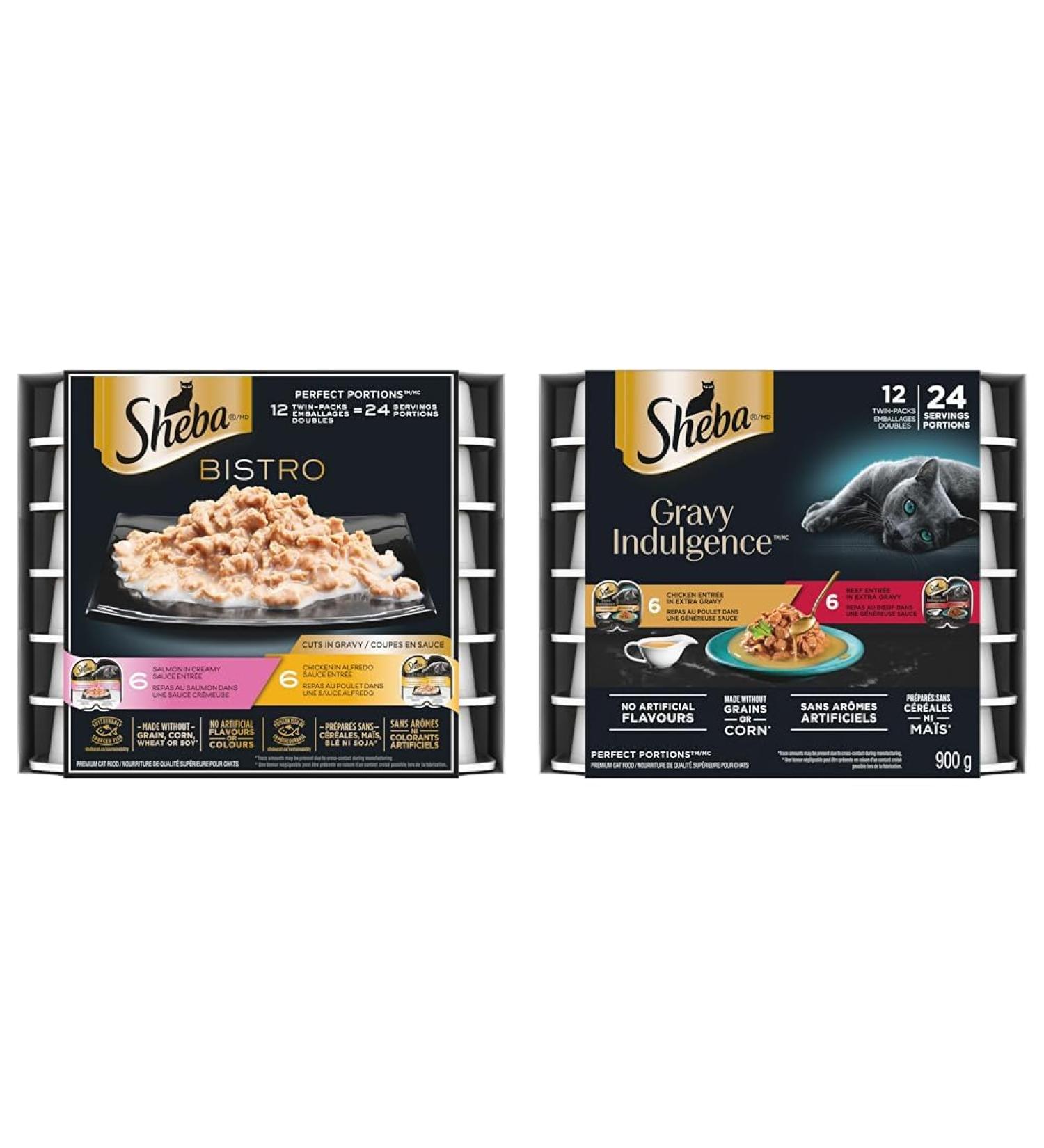 SHEBA Bistro Perfect PORTIONS Cat Food Wet Adult Cuts in Gravy Chicken in Alfredo & Gravy Indulgence Perfect Portions Adult Wet Cat Food Chicken & Beef Entr e in Extra Gravy - Buy Online on GoSupps.com
