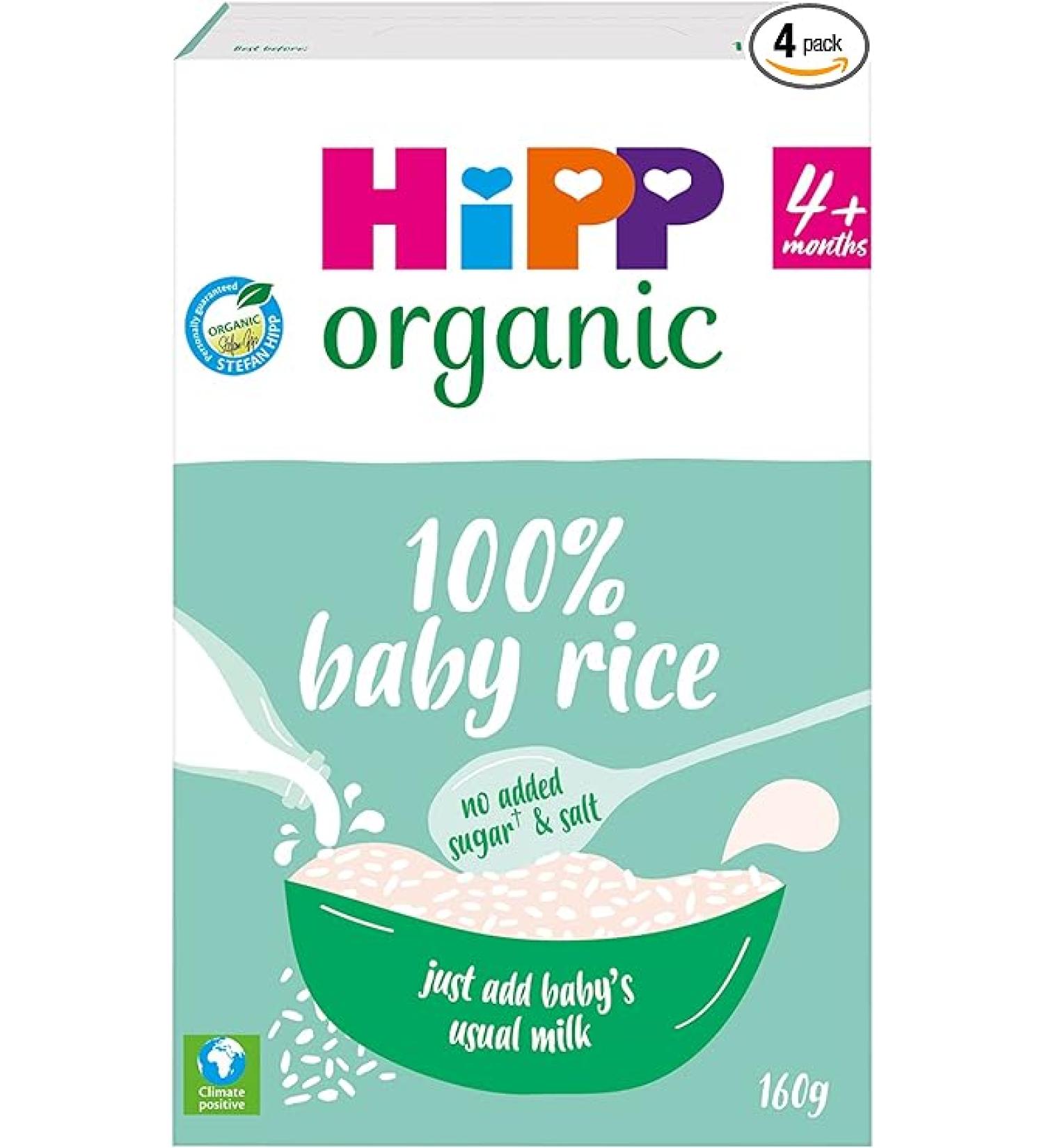 HiPP Organic 100% Baby Rice 4+ Months 160g (Pack of 4) - Buy Online on GoSupps.com
