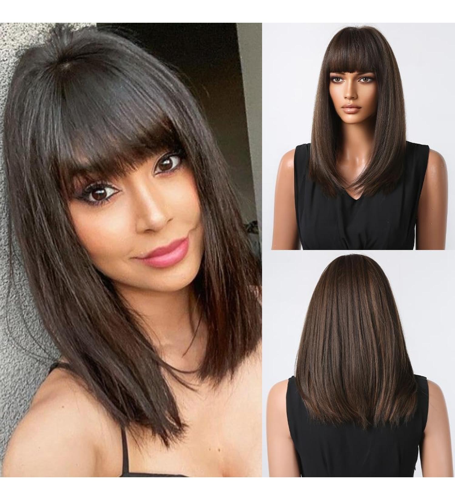 Buy Testar Dark Brown Wigs for Black Women | Medium-Length Bob & Thick Pony - Heat-Resistant Synthetic Hair for Daily Use - Buy Online on GoSupps.com