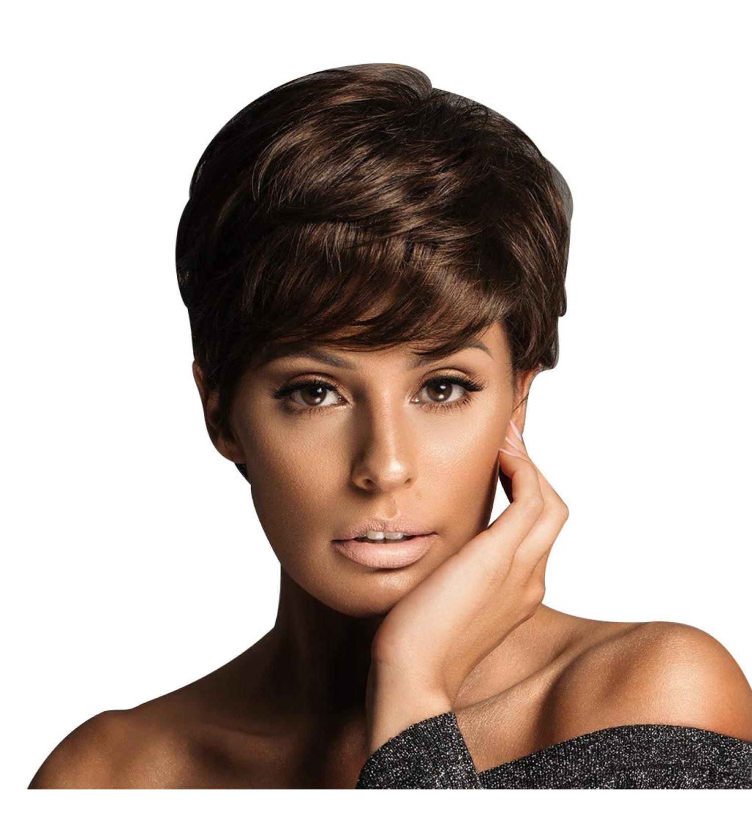 Wig for Women - Short Brown Brazilian Cosplay Synthetic Wavy Curly Hair | 50s 60s 70s 80s Styles - Shop Internationally - Buy Online on GoSupps.com