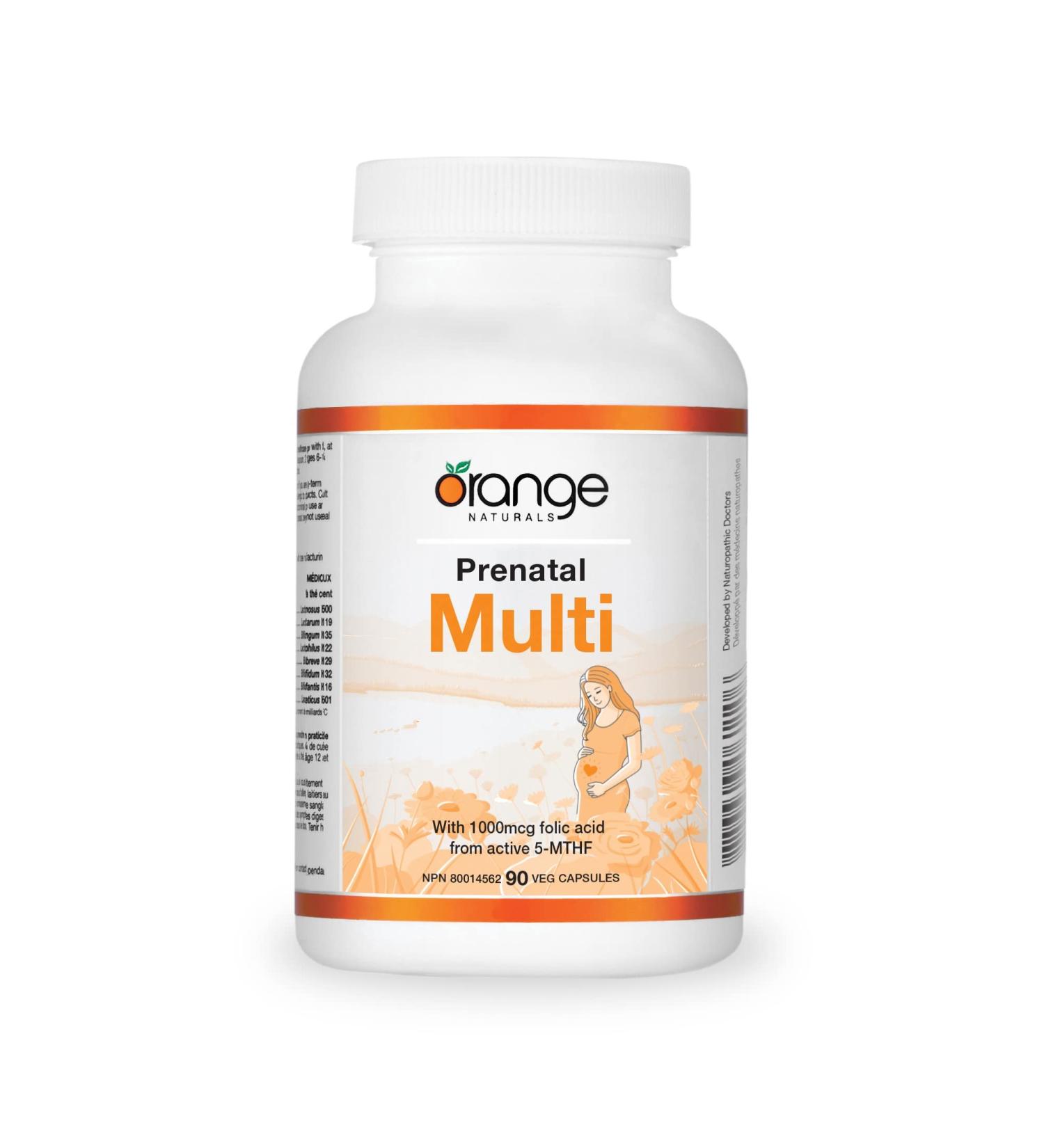 Orange Naturals - Prenatal Multi 90 v-caps - Prenatal Multivitamin for Women - Prenatal with Folate Iron and Folic Acid Prenatal Vitamins - Prenatal Folic Acid - Prenatal Iron Supplement for Women - Buy Online on GoSupps.com