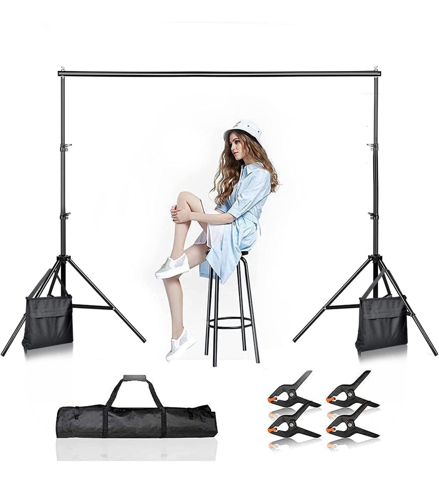 BEIYANG 7.5x10FT Backdrop Stand Kit for Photography Video Studio - Adjustable Support System with Carrying Bag - Buy Online on GoSupps.com