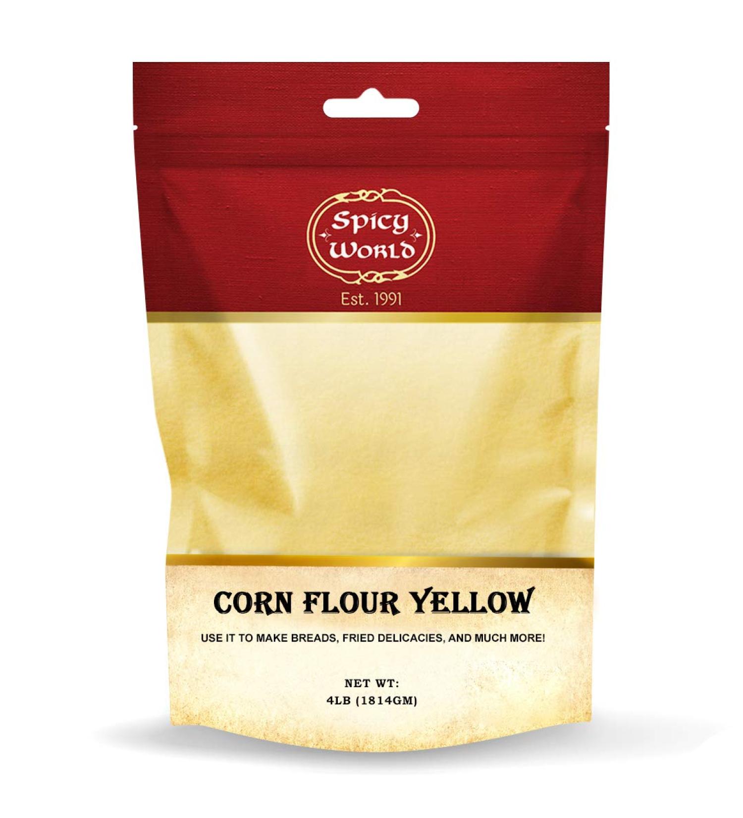 Spicy World Yellow Corn Flour 4lb - Finely Ground USA Grown Premium Quality - Buy Online on GoSupps.com