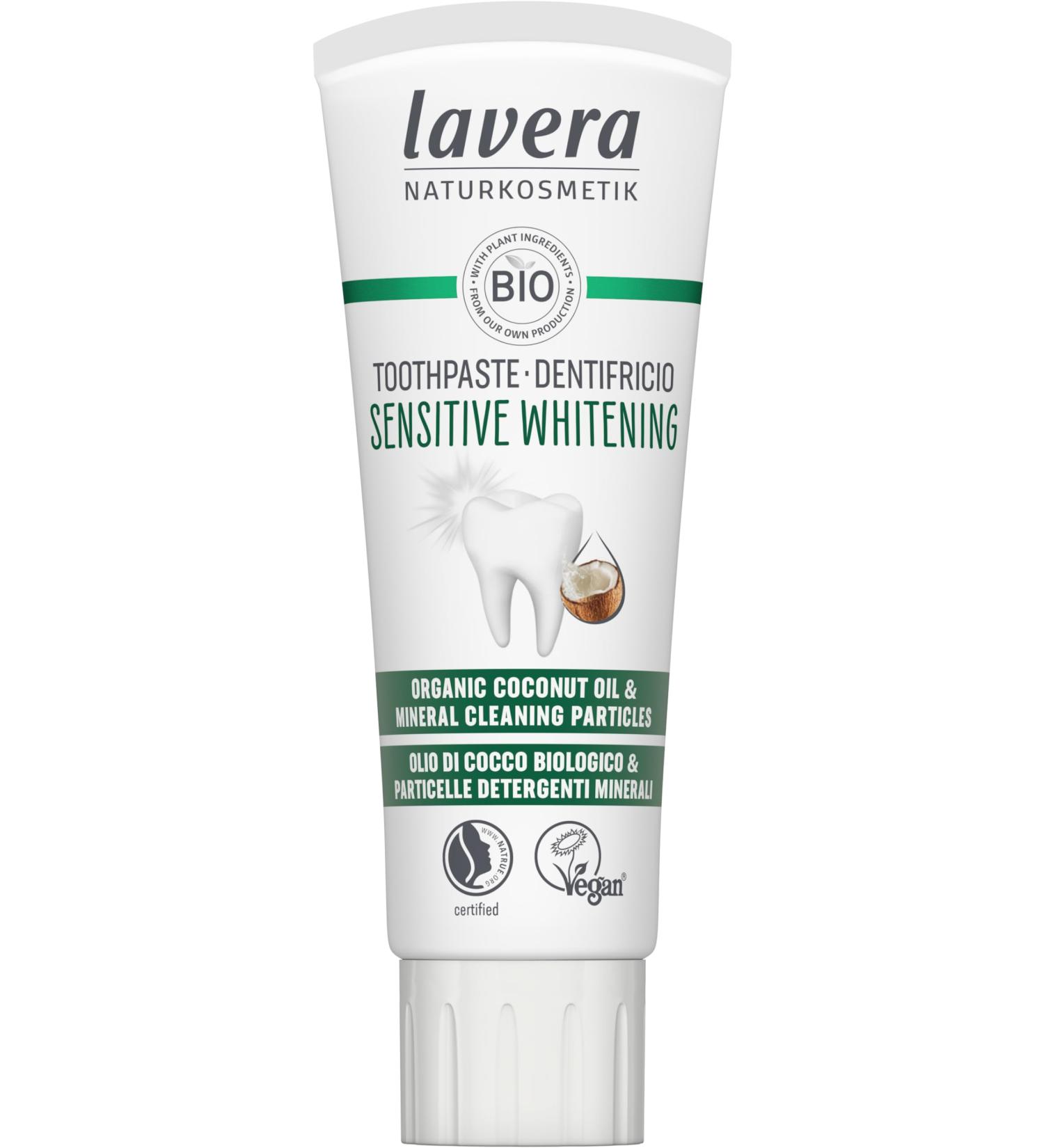 Lavera Organic Sensitive Whitening Toothpaste with Fluoride - 2.54 fl oz | Natural Teeth Whitening for Sensitive Teeth | International Shipping Available - Buy Online on GoSupps.com