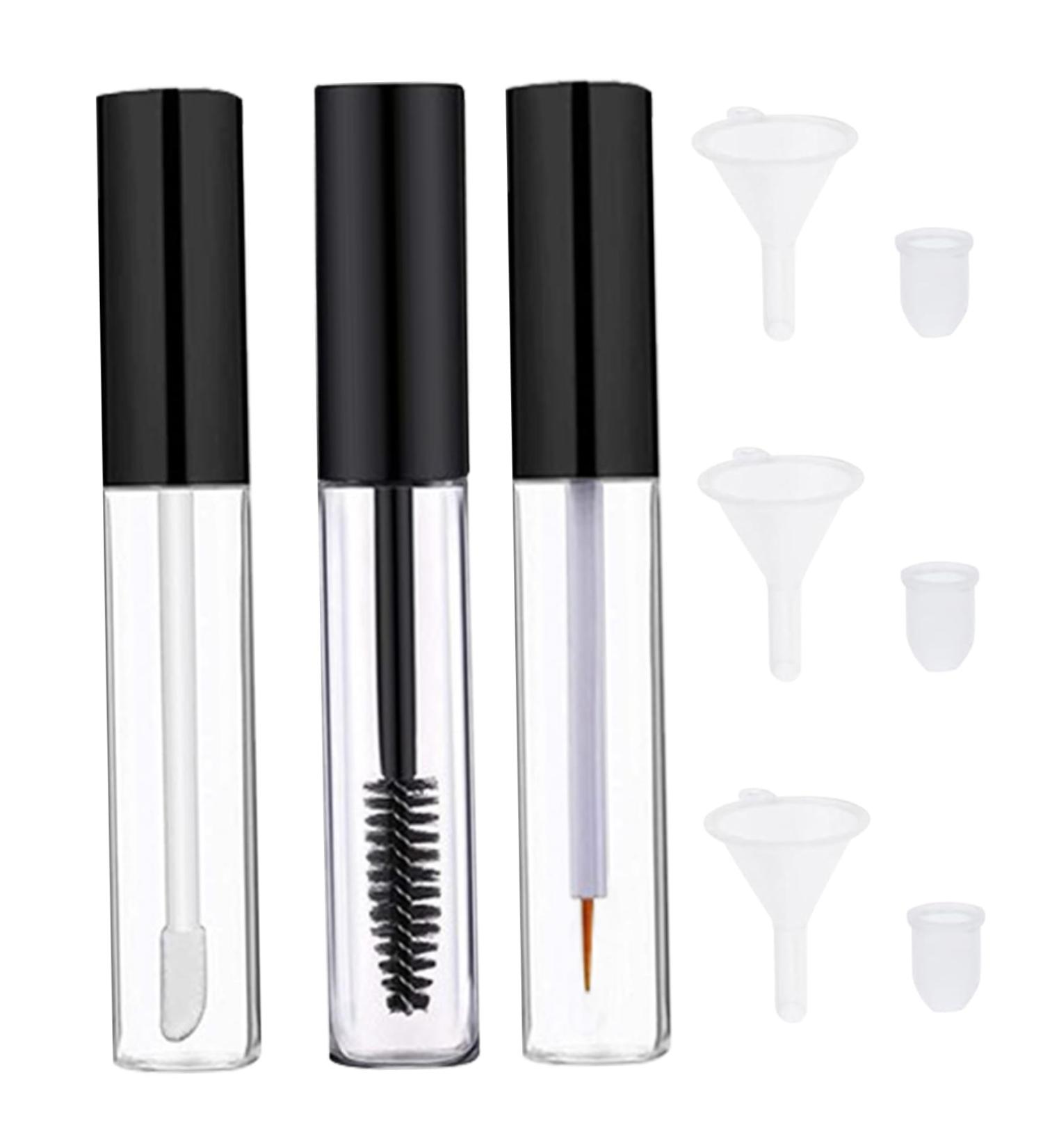 Empty Mascara Tube and Wand 3PCS 10ml Empty Lip Gloss Tubes Transparent Empty Eyeliner Tube with Rubber Inserts and Funnels for DIY Castor Oil - Buy Online on GoSupps.com