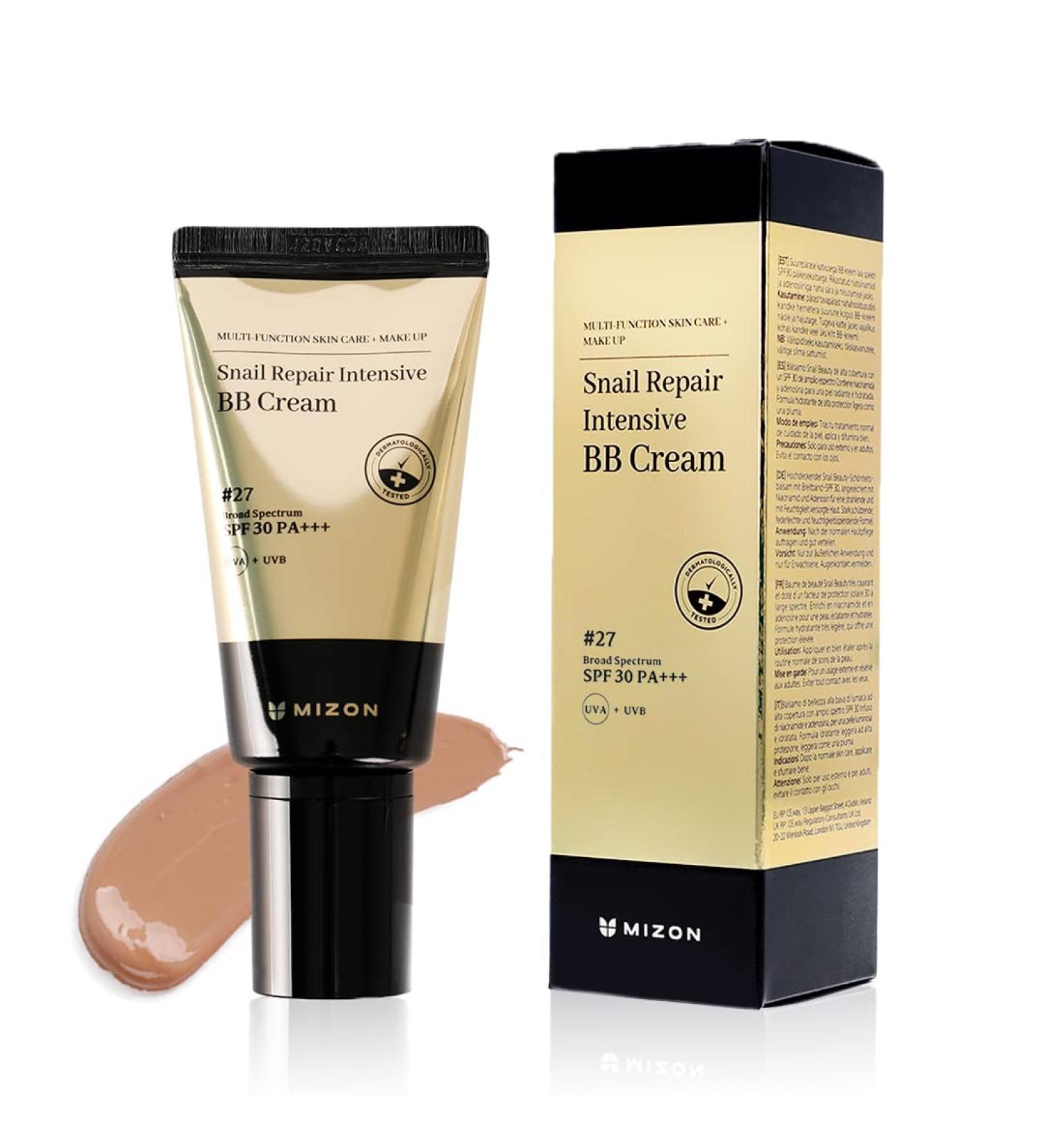  MIZON SNAIL REPAIR INTENSIVE BB CREAM (#27 Dark Beige) K Beauty - BB Cream with Snail Slime Extract - Anti-Aging Facial Car - Buy Online on GoSupps.com