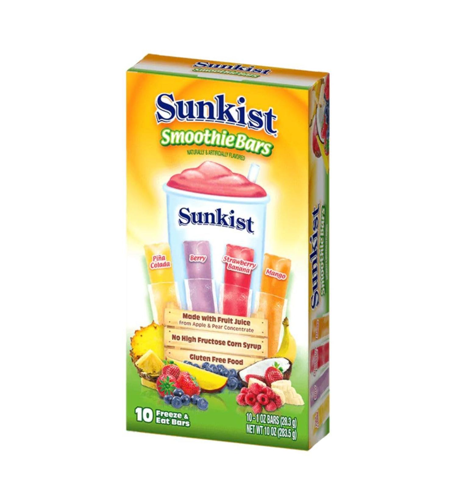 GIFT BOX TREASURES Sunkist Smootie Bars Made with Fruit Juice No High Fructose Corn Syrup Gluten Free One 28.3g Box - Buy Online on GoSupps.com