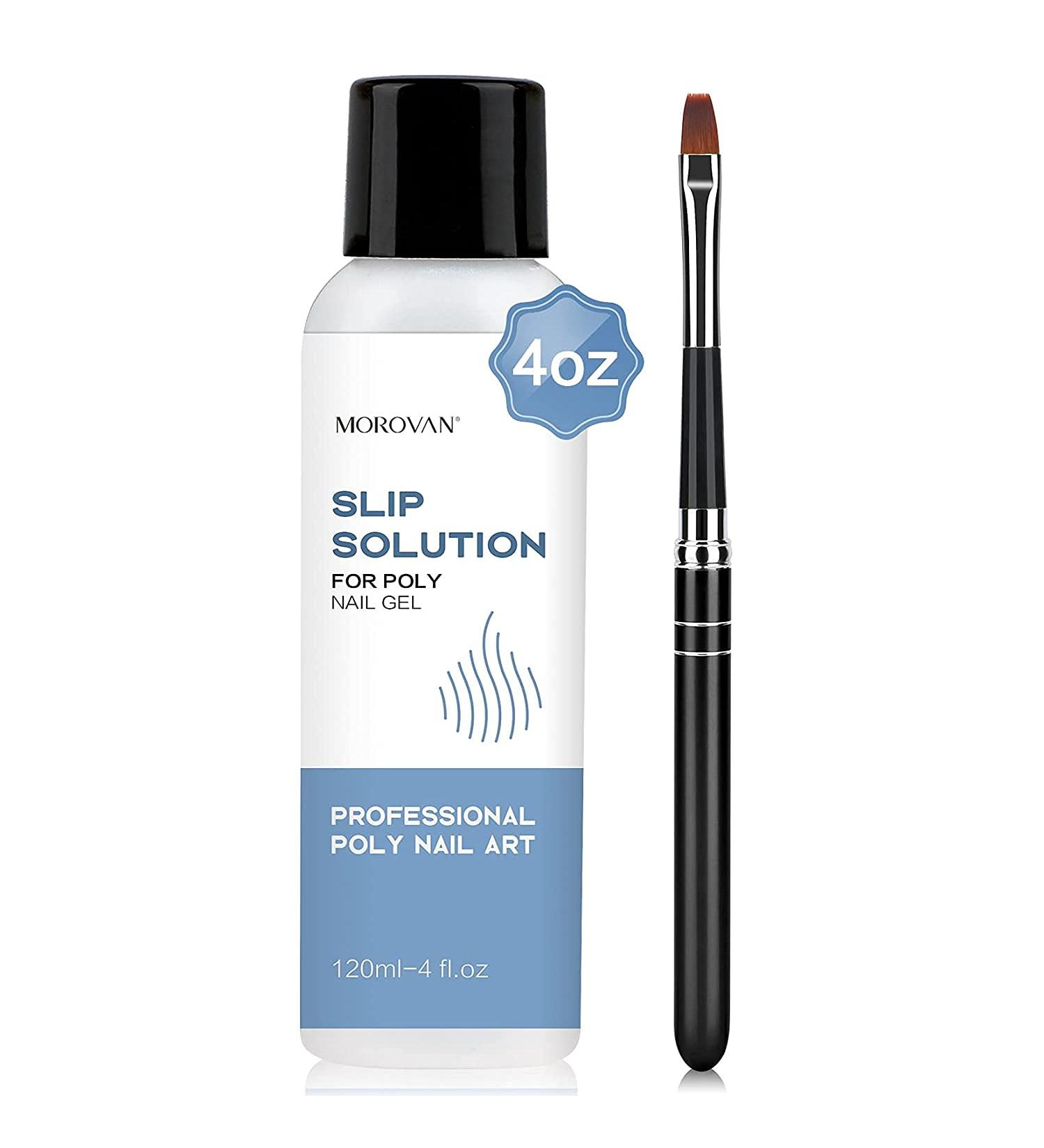 Morovan Poly Gel Slip Solution 120ml - Anti-Stick Extension Nail Liquid for Easy DIY Poly Gel Nails with Brush Cap - Buy Online on GoSupps.com