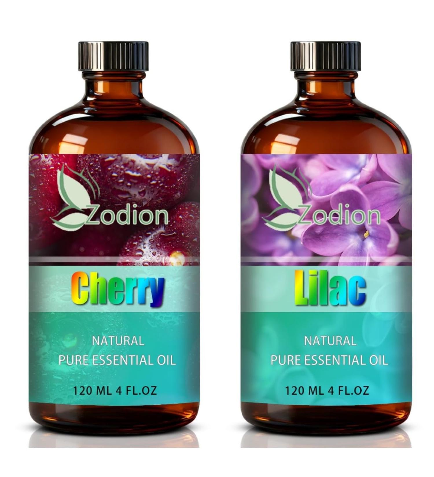 Lilac Essential Oil 4 Fl Oz and Cherry Essential Oil 4 Fl Oz - Lilac & Cherry Oil for Diffuser Aromatherapy Home Fragrance Skin & Hair Care DIY Candle & Soap Making Yoga - Buy Online on GoSupps.com