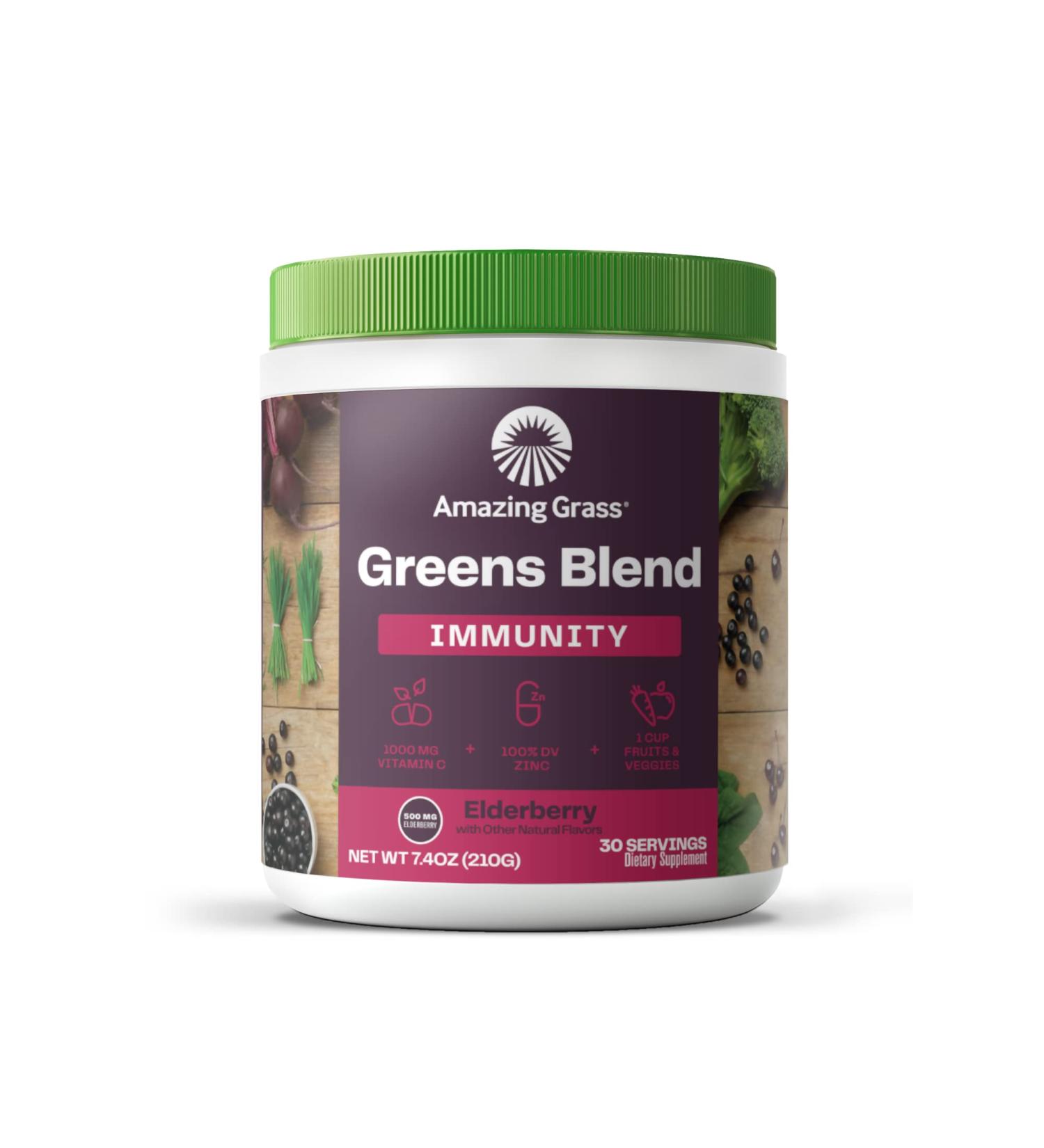 Amazing Grass Greens Blend Superfood for Immune Support: Super Greens Powder Smoothie Mix with Organic Spirulina  Chlorella  Beet Root Powder  Digestive Enzymes & Probiotics  Original  30 Servings - Buy Online on GoSupps.com