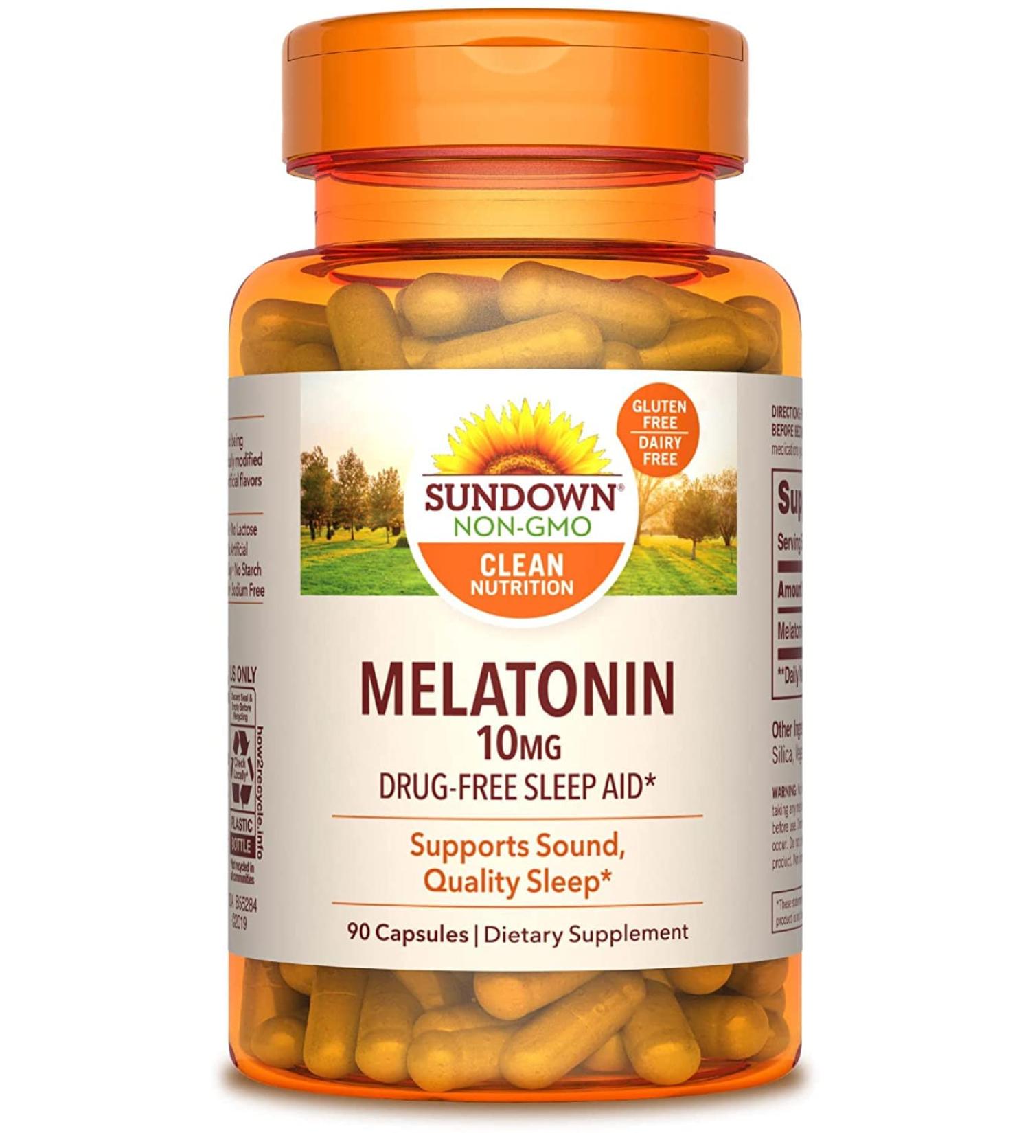 Sundown Naturals Melatonin 10 mg - 90 Capsules for Sleep Support - Buy Online on GoSupps.com