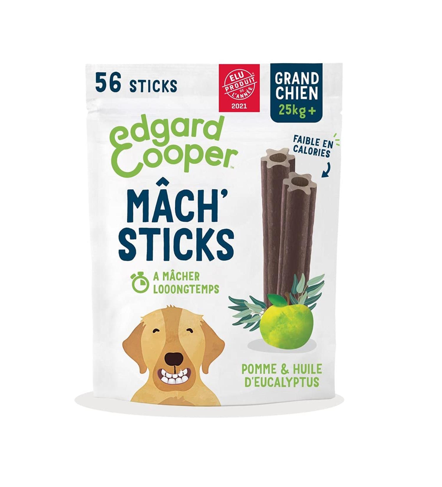 Edgard Cooper Friandises Pour Chien (Eucalyptus & Pomme 7 b tons x 8) Grand Un par Jour Faible en Calorie Mastication Longue Efficace Haleine Fra che - Buy Online on GoSupps.com