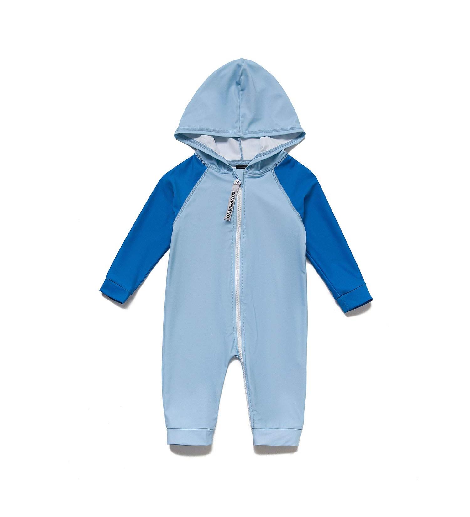 BONVERANO Baby Boys Swimsuit - UPF 50+ Full-Zip Hoodie One Piece Swimwear, 12-18 Months (Blue) - Buy Online on GoSupps.com