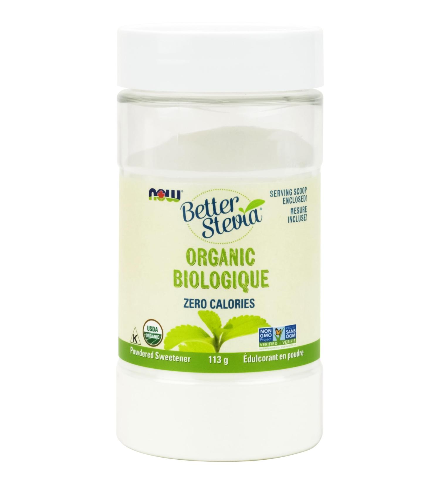 NOW Foods BetterStevia Organic Zero-Calorie Extract Powder Keto Friendly Suitable for Diabetics No Erythritol 113g - Buy Online on GoSupps.com