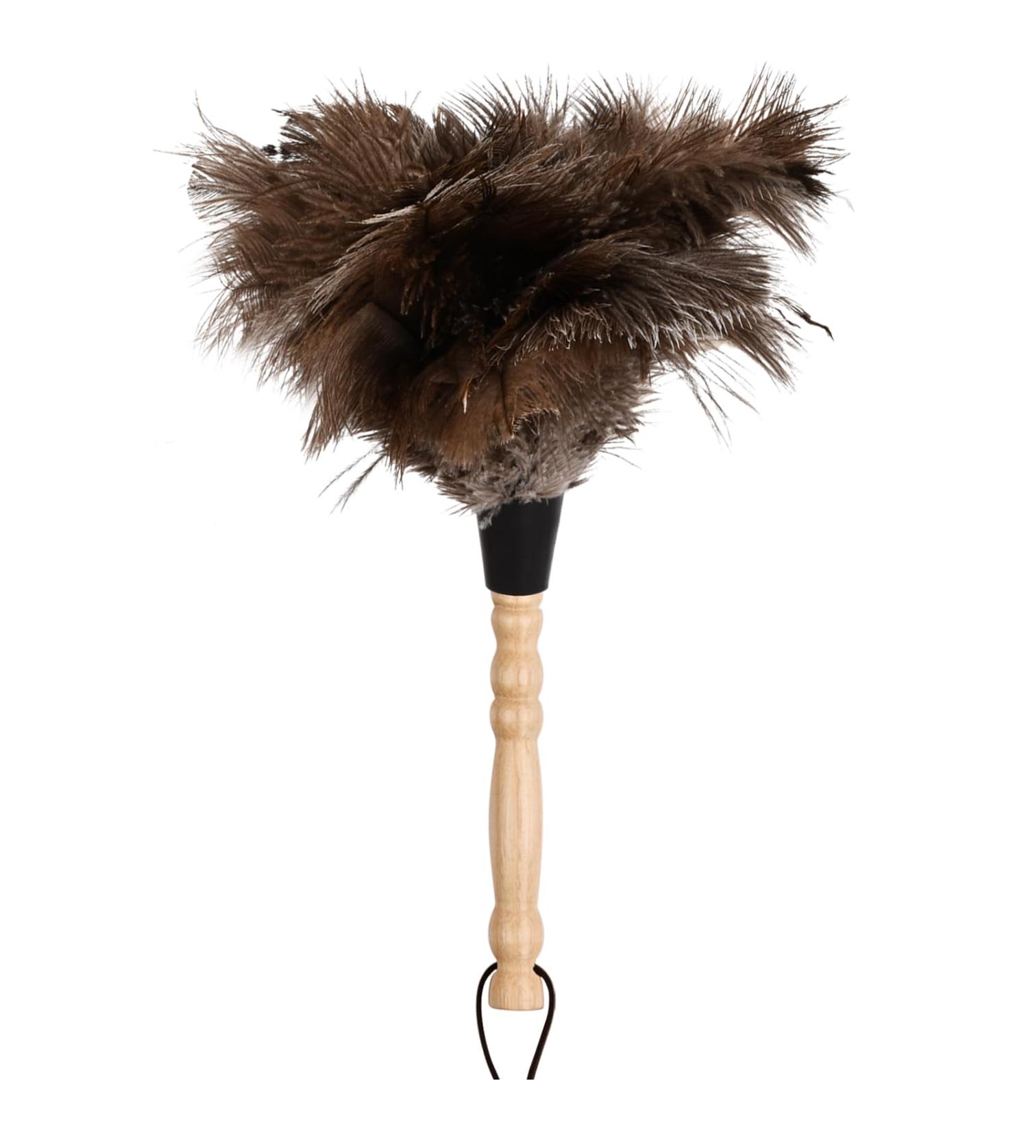 Kioiner Ostrich Feather Duster 34cm/13.3inch Antistatic Natural Ostrich Feather Duster Fluffy Feather Duster with Wooden Handle for Home Office Car Keyboard Blinds Bookcase Furniture - Buy Online on GoSupps.com