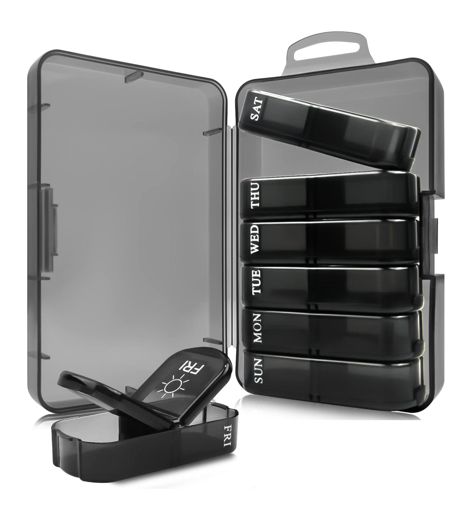 Upgraded Weekly Pill Organizer | 2x Daily Portable Moistureproof Pill Box for Vitamins Supplements & Medication | Travel-Friendly 7-Day Large Case - Buy Online on GoSupps.com