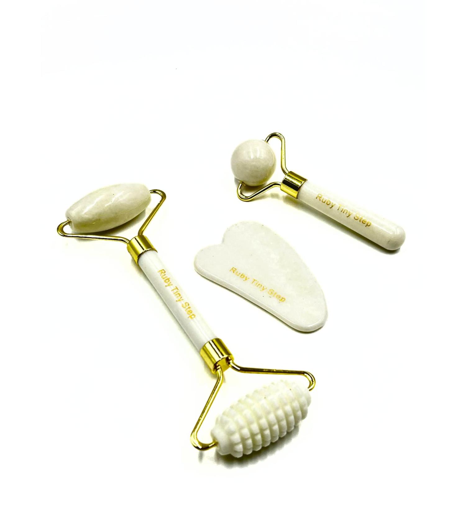Natural Jade Roller & Gua Sha Set - Skin Care Tools for Face Eyes & Neck | Relax Muscles & Reduce Fine Lines - Buy Online on GoSupps.com