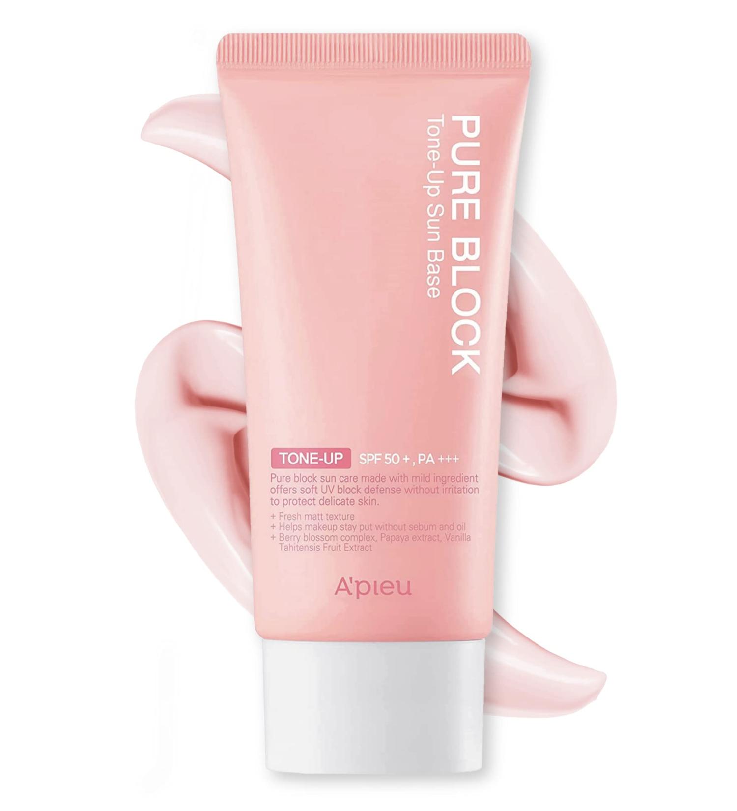 A PIEU Pure Block Tone Up Sunscreen SPF50+PA+++ | Reef Safe Korean Makeup Base 50ml - Buy Online on GoSupps.com