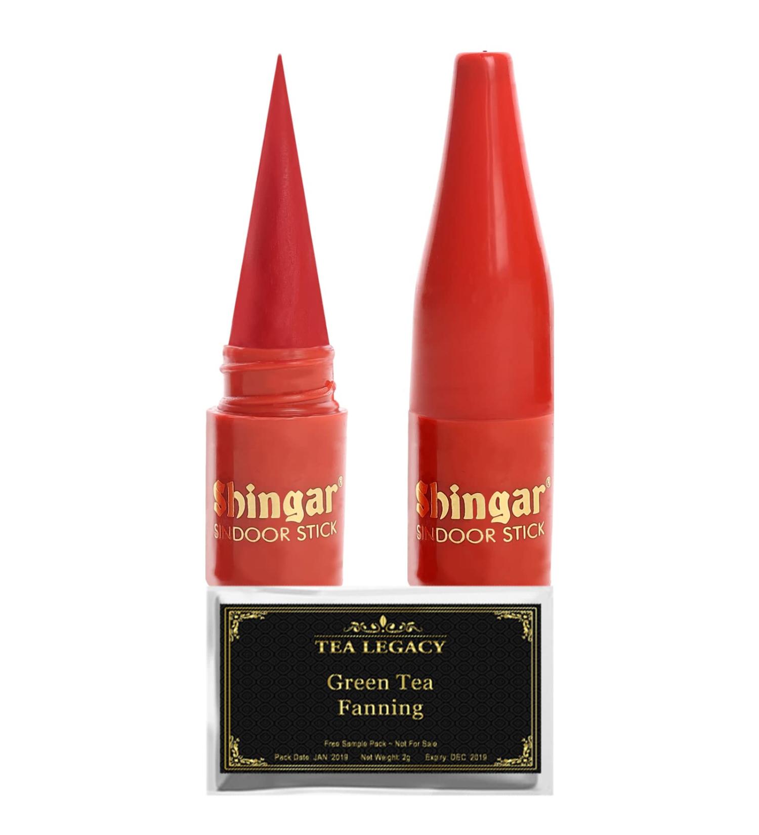 Yogic Mantra Shringar Sindoor Sticks Bright Red Color (2 Pack with TeaLegacy Free Sample) Premium Sindur Stick for Women. Sweat Resistant for Bindi Dots Forehead Tikka Mang Sindoor