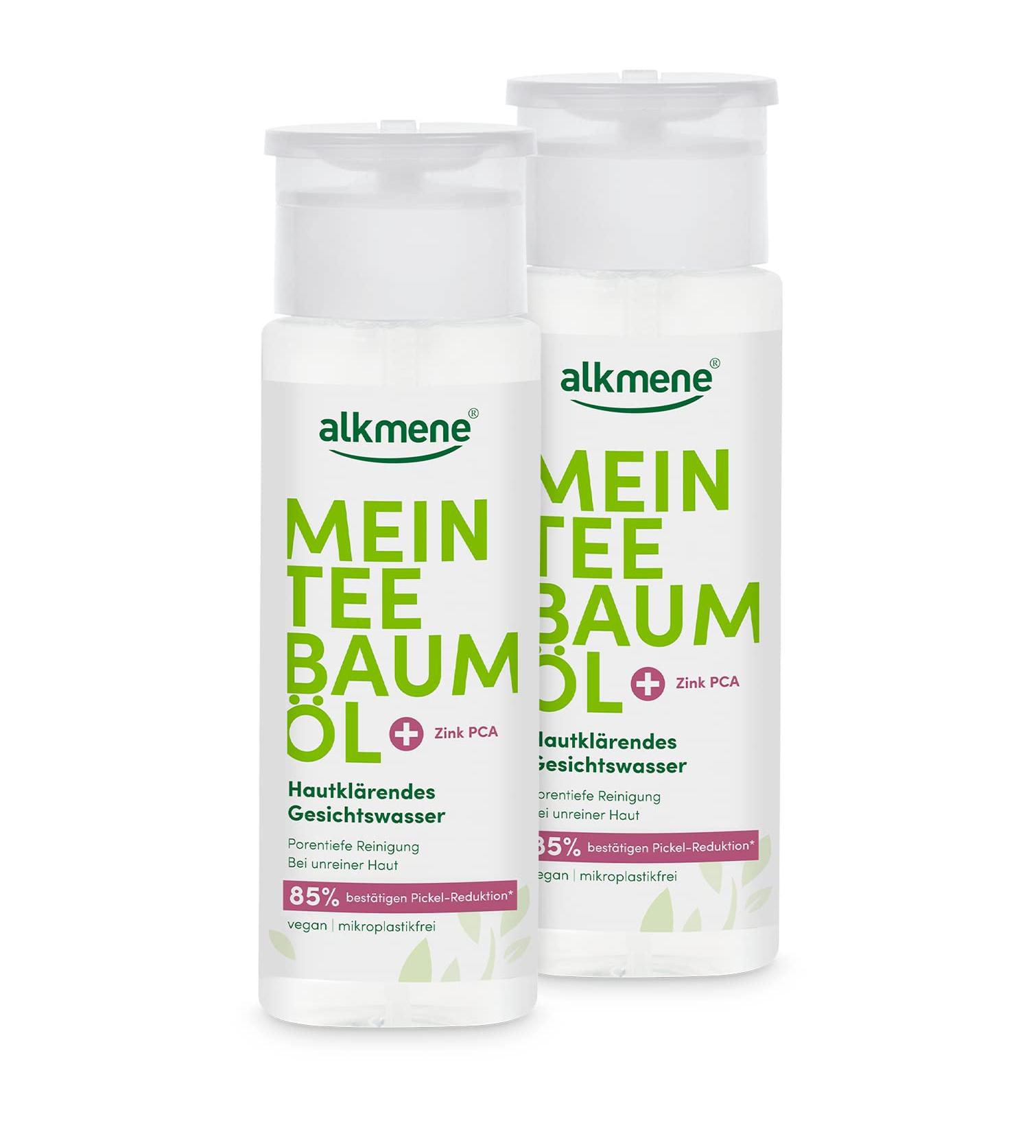 Alkmen Tea Tree Oil Facial Water 2x150ml - Natural Vegan Toner for Pimple Reduction & Blemished Skin - Climate Neutral Formula - Buy Online on GoSupps.com