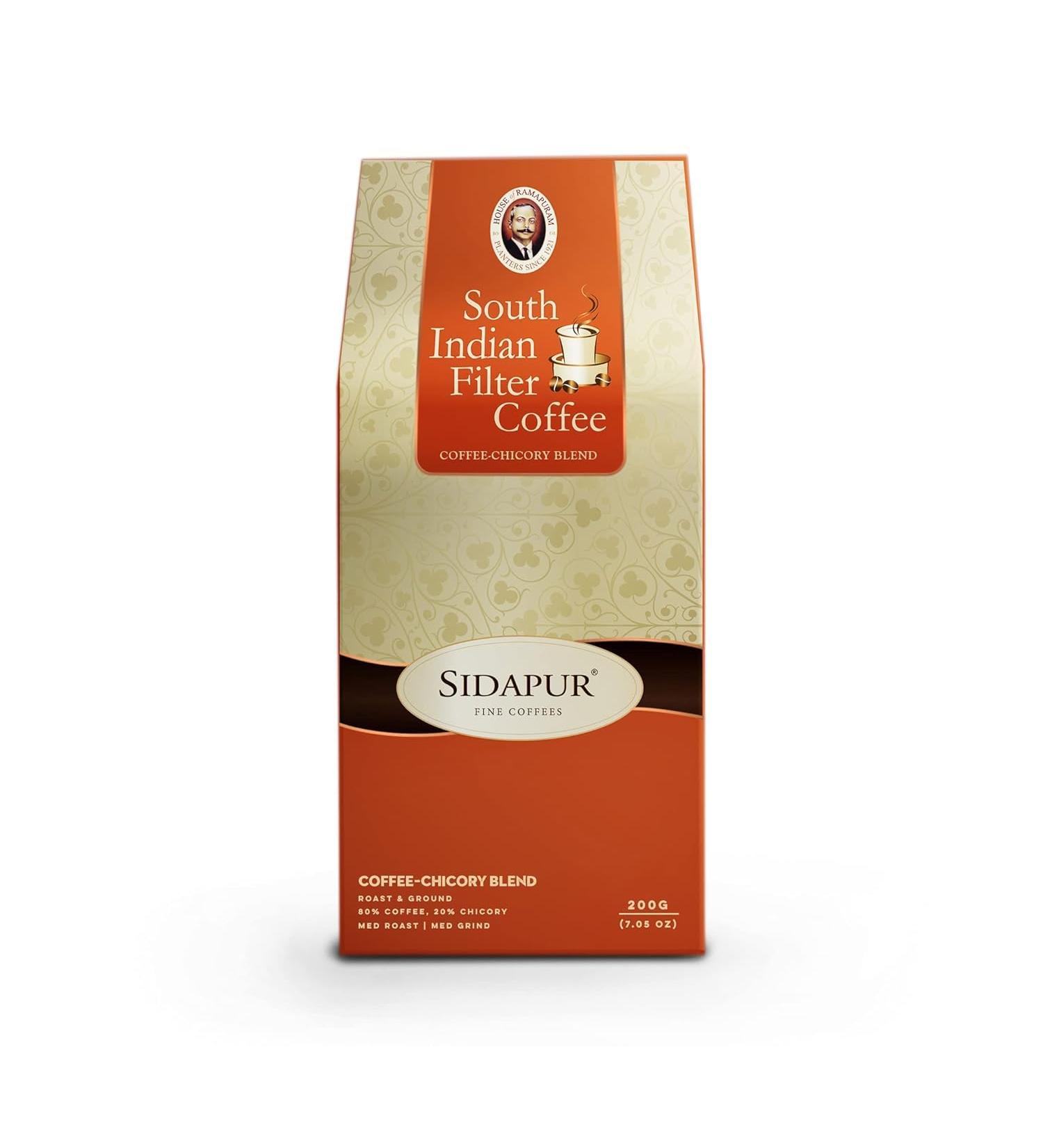 Sida'pur - South Indian Filter Coffee - Roasted and Ground - Coffee 80% : Chicory 20% - 200gms Bag - Buy Online on GoSupps.com