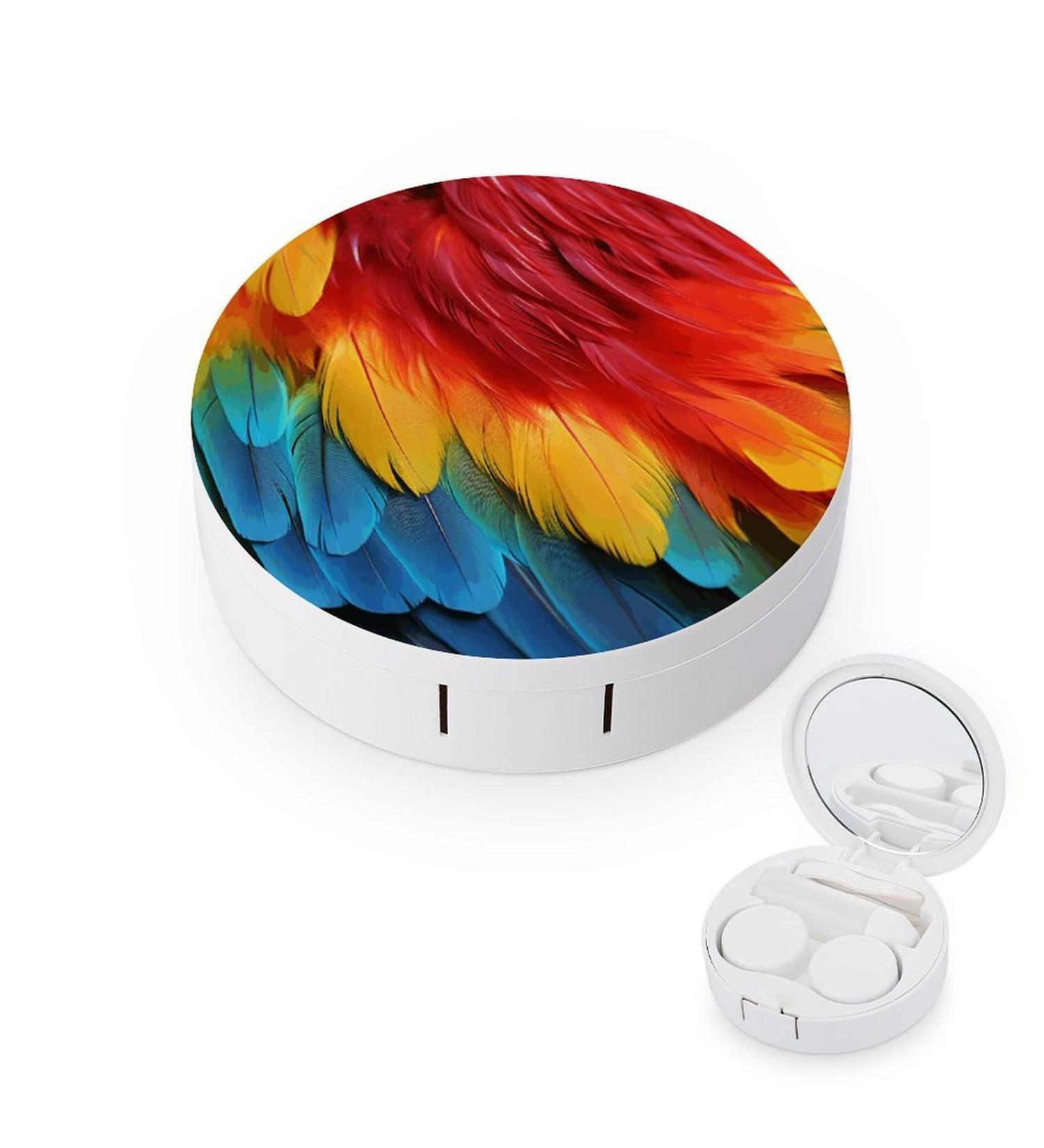 Buy Parrot Feather Print Contact Lens Case | Stylish & Travel-Friendly Lens Care Box - Buy Online on GoSupps.com