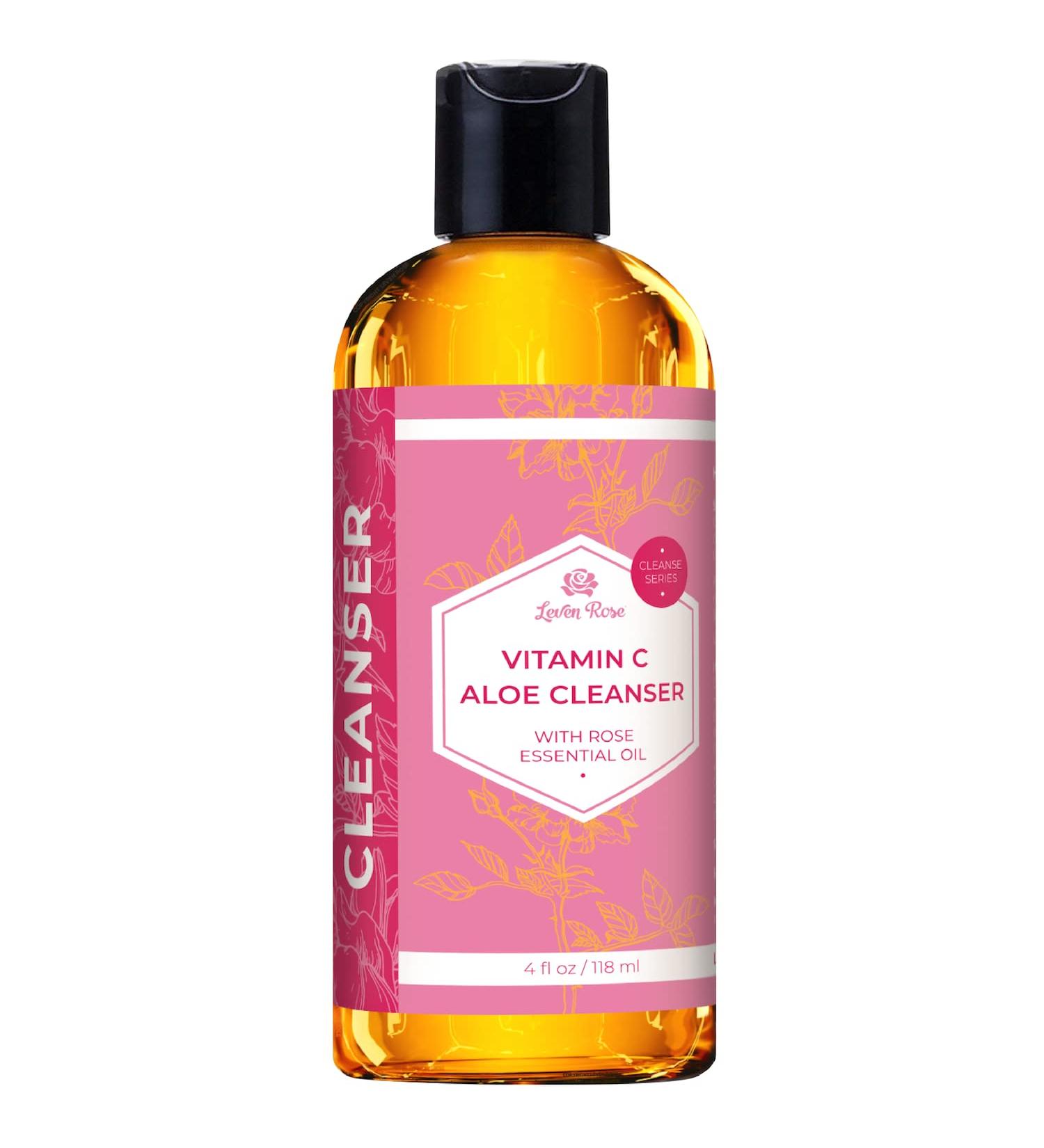 Leven Rose Vitamin C Cleanser 4 oz - All-Natural Foaming Face Cleanser with Argan Oil & Rose Water for Men & Women - Best Facial Cleanser for All Skin Types - Buy Online on GoSupps.com