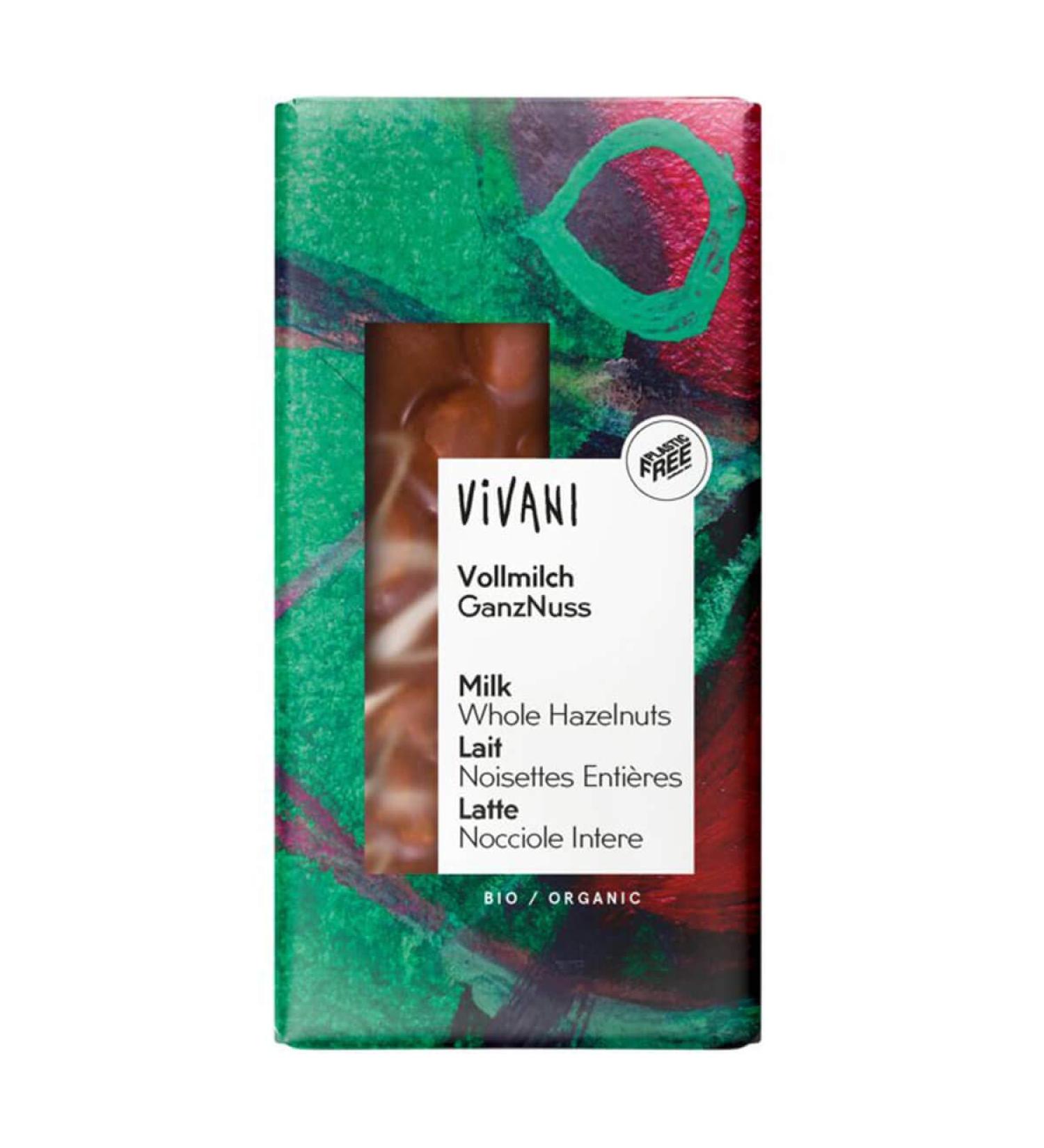 Vivani Vivani - Whole Milk Chocolate with Whole Nuts - 100g - Pack of 10