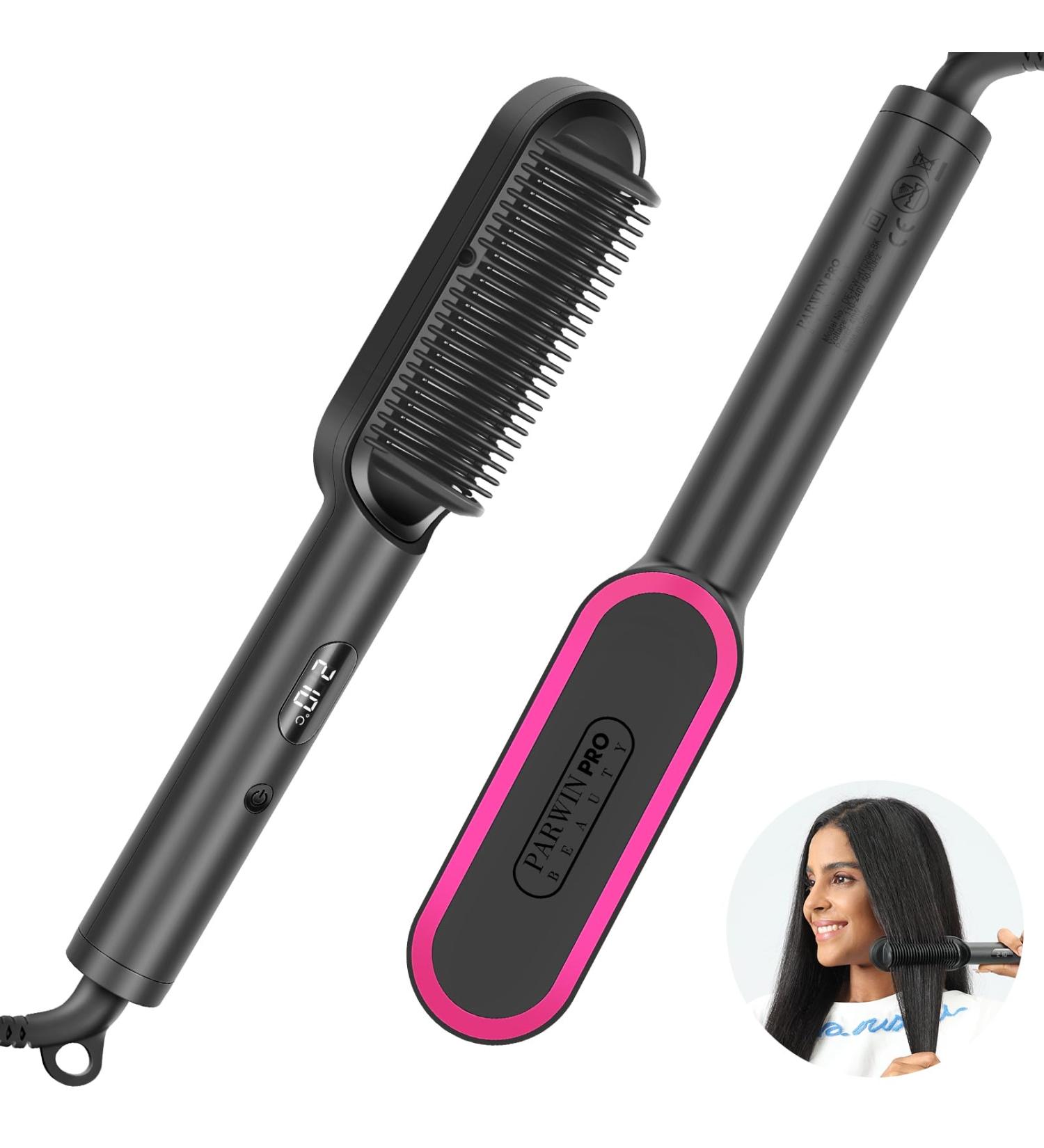 Ion Smoothing Brush - Parwin Pro Beauty Hair Straightener with LED Display Fast Heating Scalding Protection & 4 Temp Settings - Buy Online on GoSupps.com