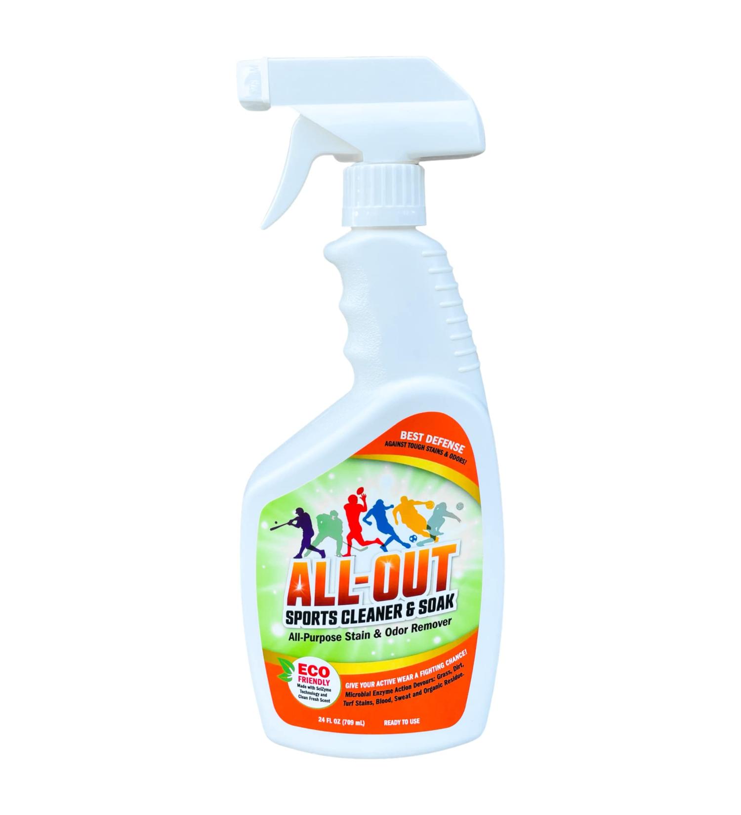 All Out Sports Stain Cleaner - Long-Lasting Formula for Shoes Jerseys Helmets & More | 24 Oz Spray Bottle | Effective Stain Removal for Sports Equipment - Buy Online on GoSupps.com