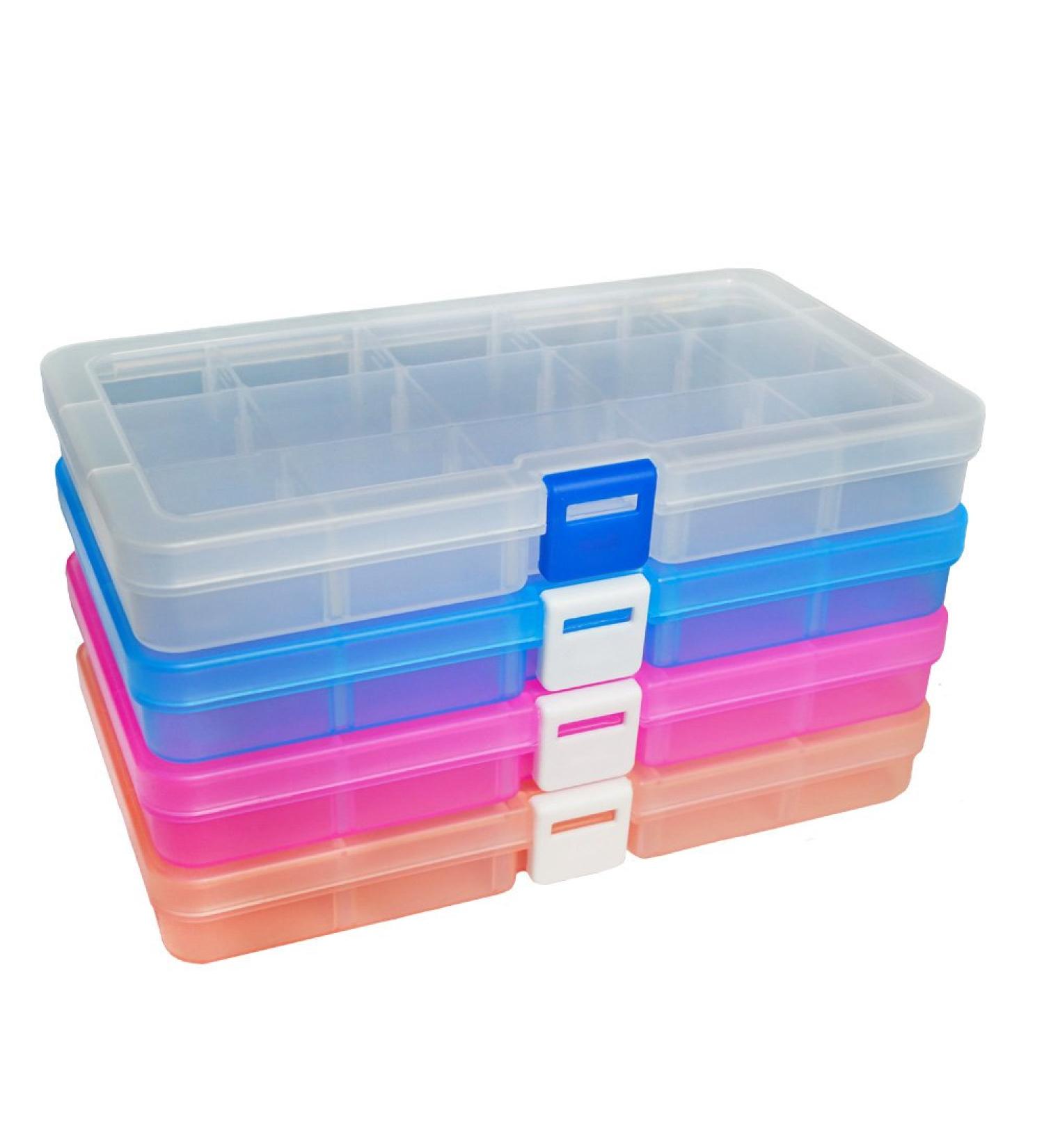 DUOFIRE Adjustable Plastic Organizer Container Storage Box with 15 Grids - 4 Pack, Ideal for Jewelry, Beads, Earrings, Fishing Hooks, Small Accessories - Buy Online on GoSupps.com