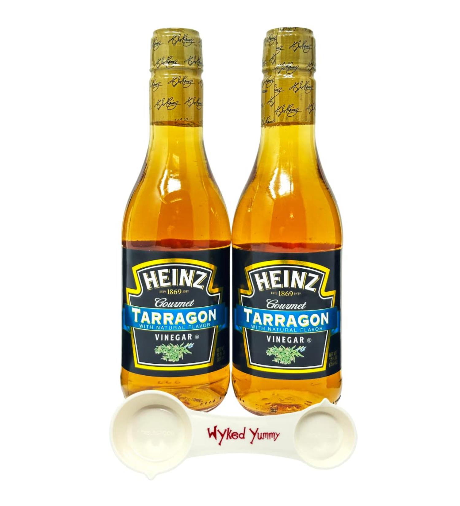 WYKED YUMMY Gourmet Vinegar Bundle - Heinz Tarragon Vinegar (2x 12 FL OZ) + Bonus Wyked Yummy 4-in-1 Measuring Spoon - Buy Online on GoSupps.com