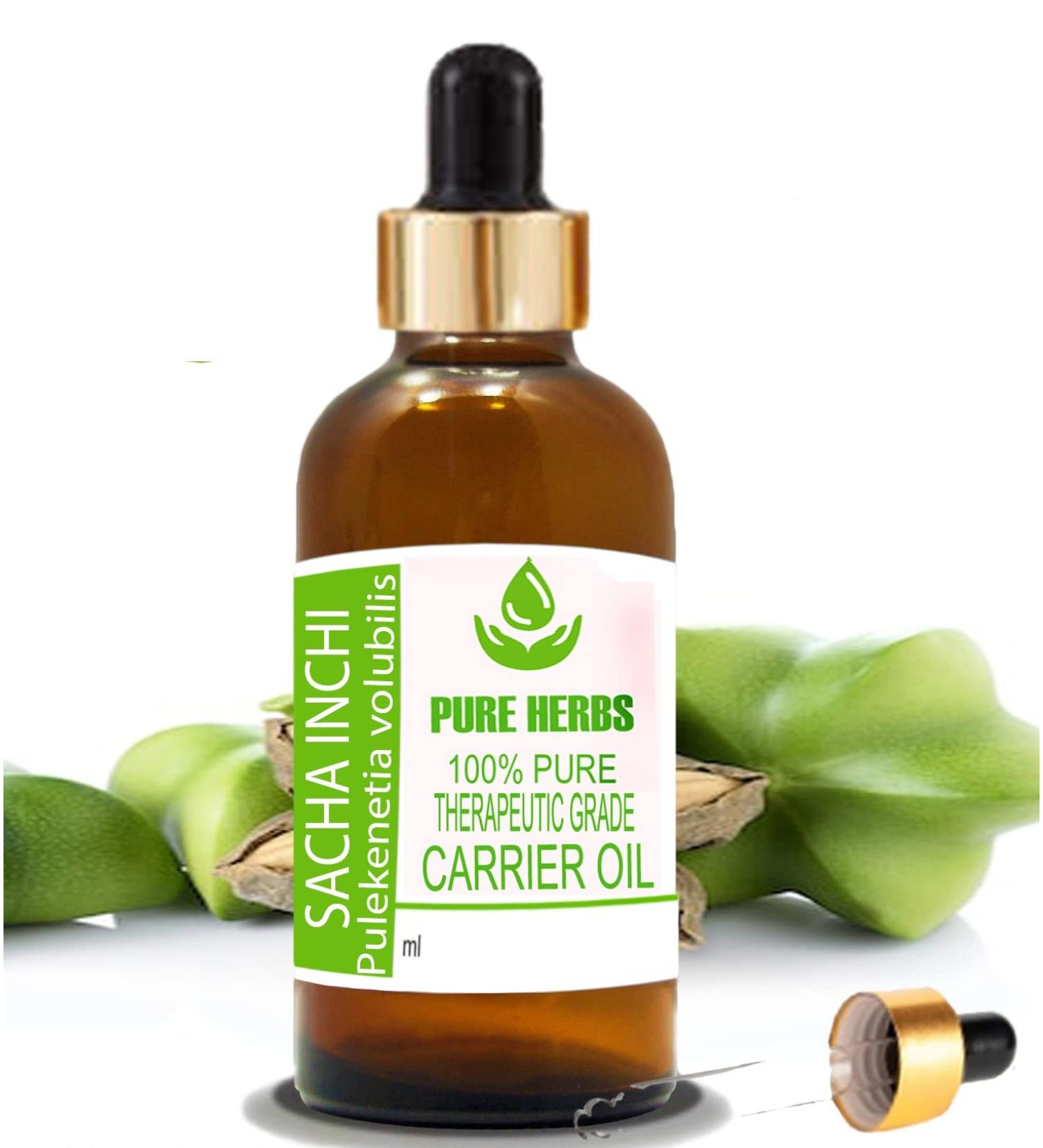 Pure Herbs Sacha Inchi Oil (Plukenetia volubilis) Pure & Natural Therapeutic Grade Carrier Oils with Dropper (50 ml)