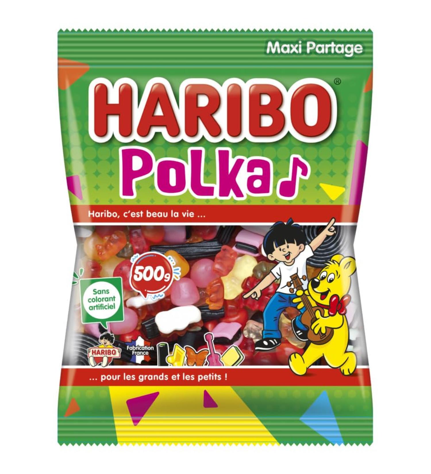 HARIBO - Polka - Assortiment De Bonbons - Sans Colorants Artificiels - Sachet 500 g