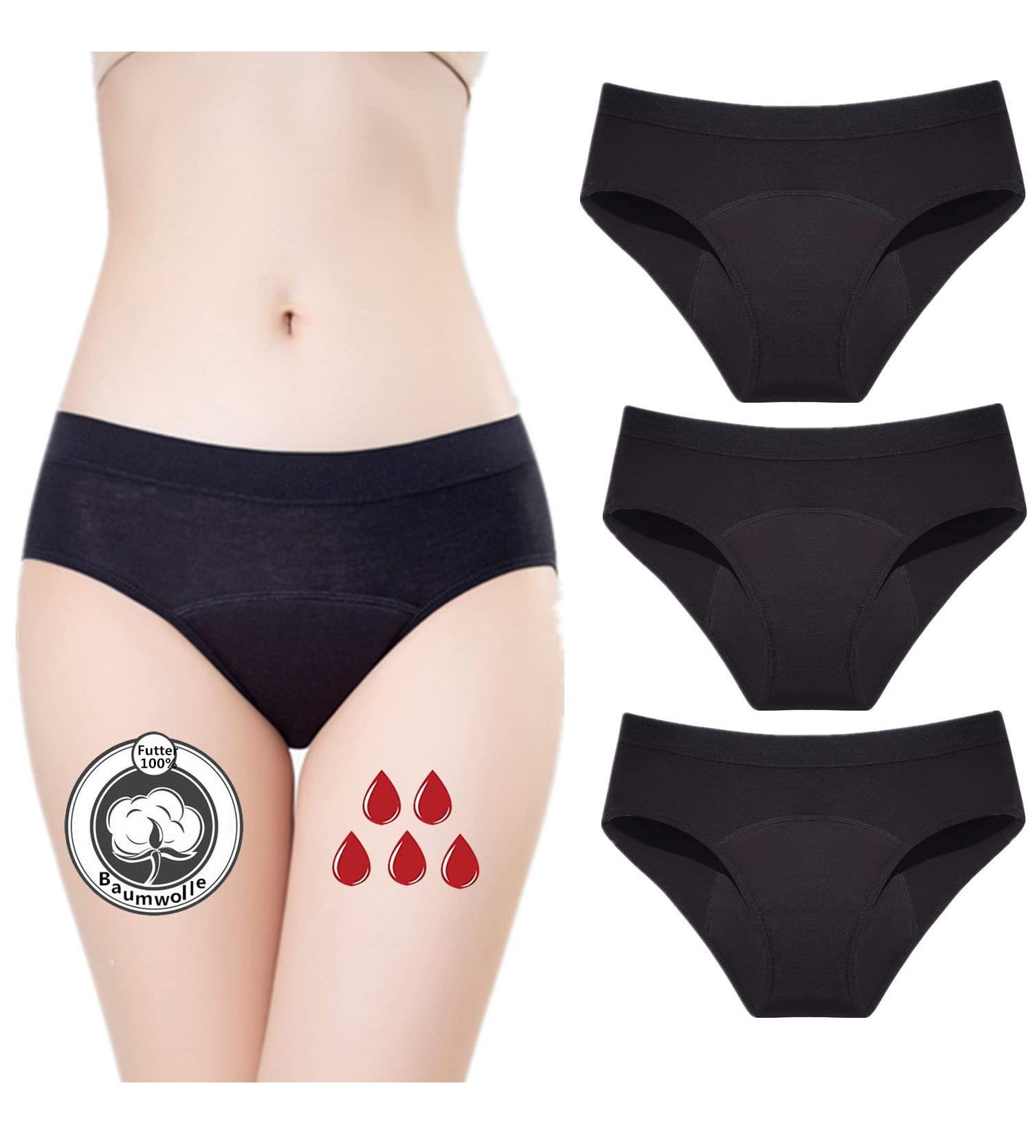 ZVZK Period Underwear for Women - 30ML Strong Flow Absorption Postpartum Briefs - XXL Black - 3 Pack - Buy Online on GoSupps.com