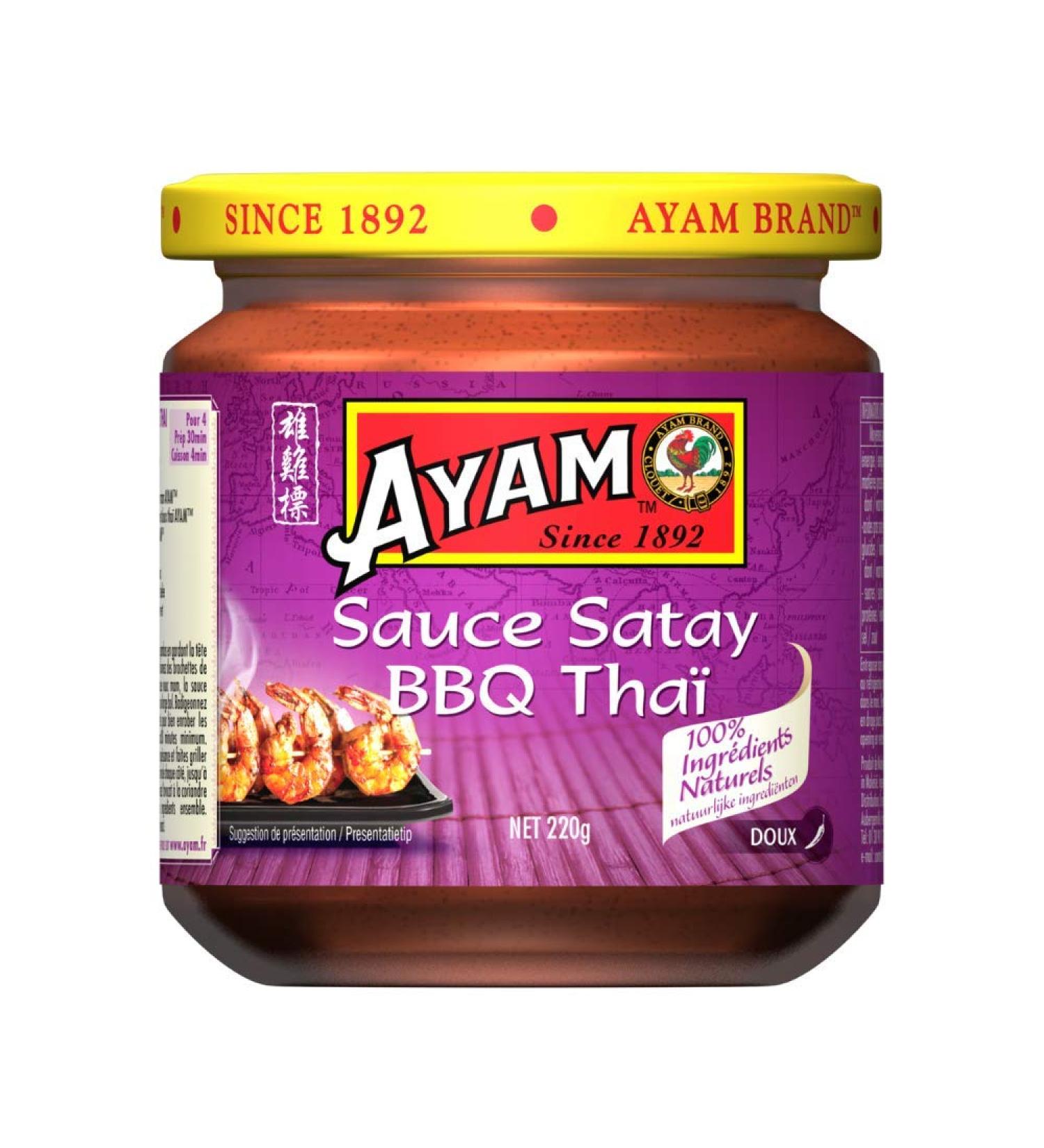 AYAM Sauce Satay Tha | 100% Ingr dients Naturels | Haute Qualit | Saveurs Authentiques Tha | Cuisiner chez Soi | BBQ | Alimentation Saine | Sans Gluten | Sans Conservateurs - 220g - Lot de 3 - Buy Online on GoSupps.com