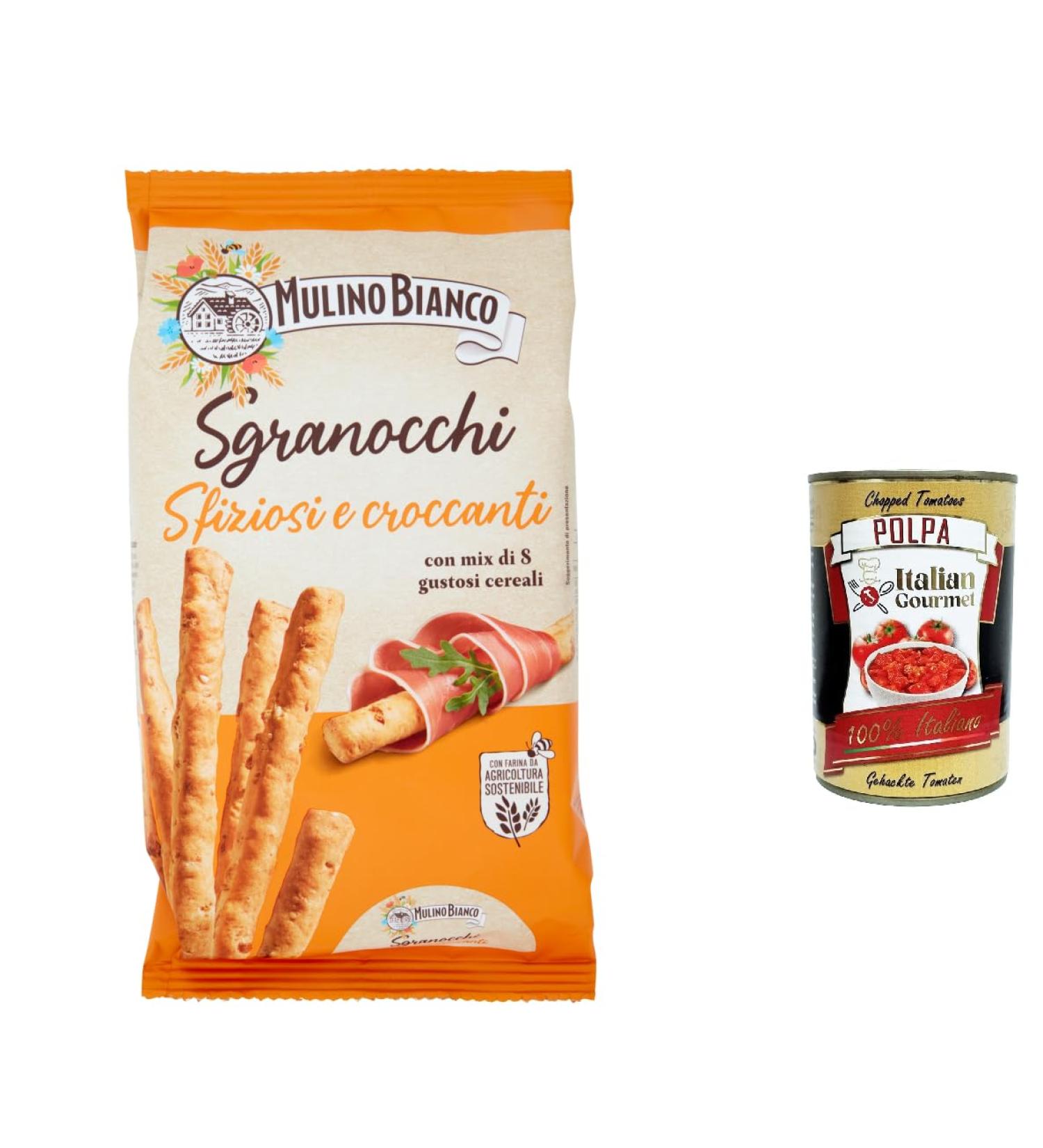  Italian Gourmet E.R. Mulino Bianco Sgranocchi Grissini with 8 Cereals and Sesame with Sustainable Flour 210 g + Italian gourmet pulp 400 g - Buy Online on GoSupps.com