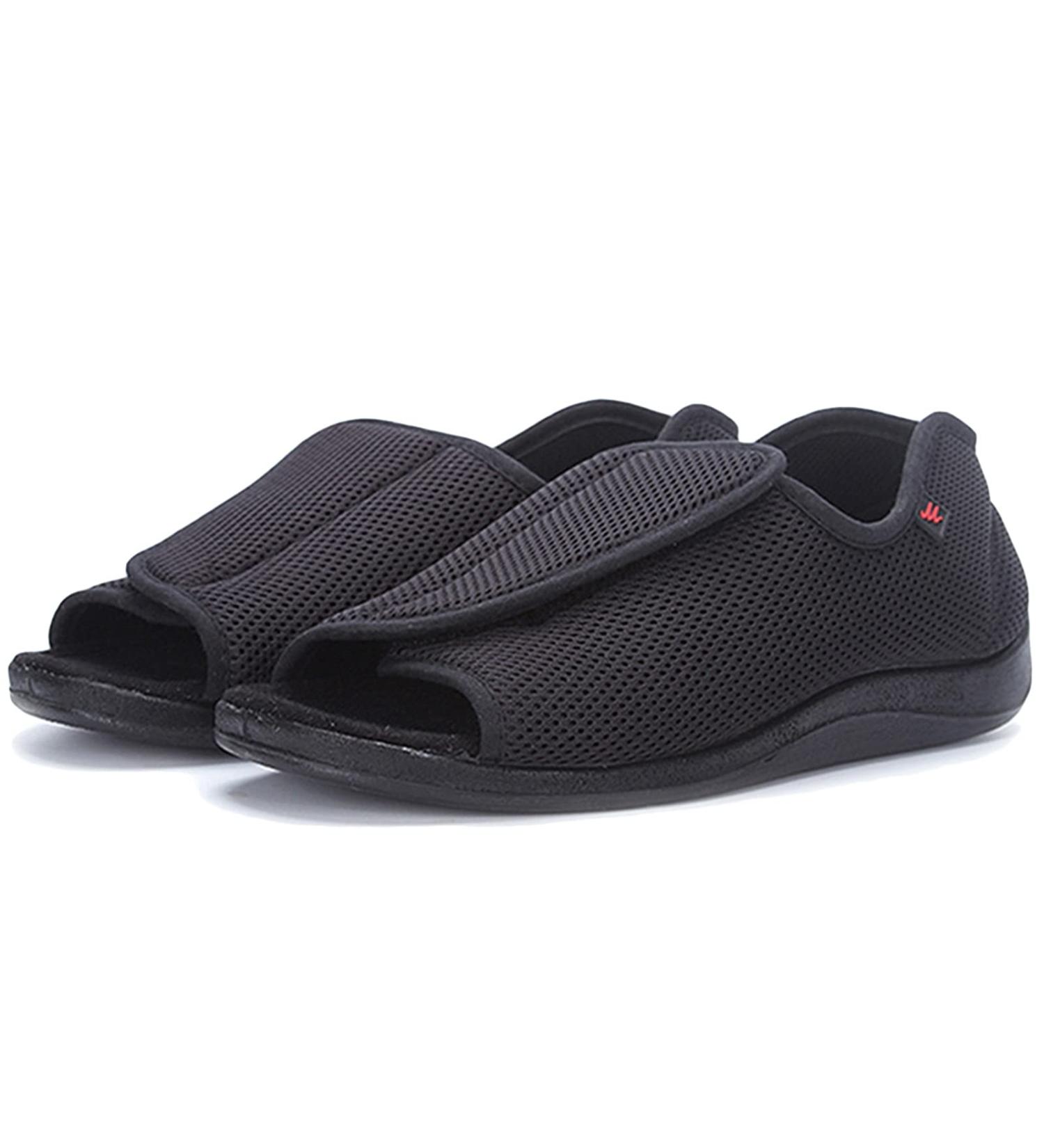 WCXTY Unisex Adjustable Open Toe Edema Slippers - Black, Size 7 | Diabetic & Swollen Feet Relief - Buy Online on GoSupps.com