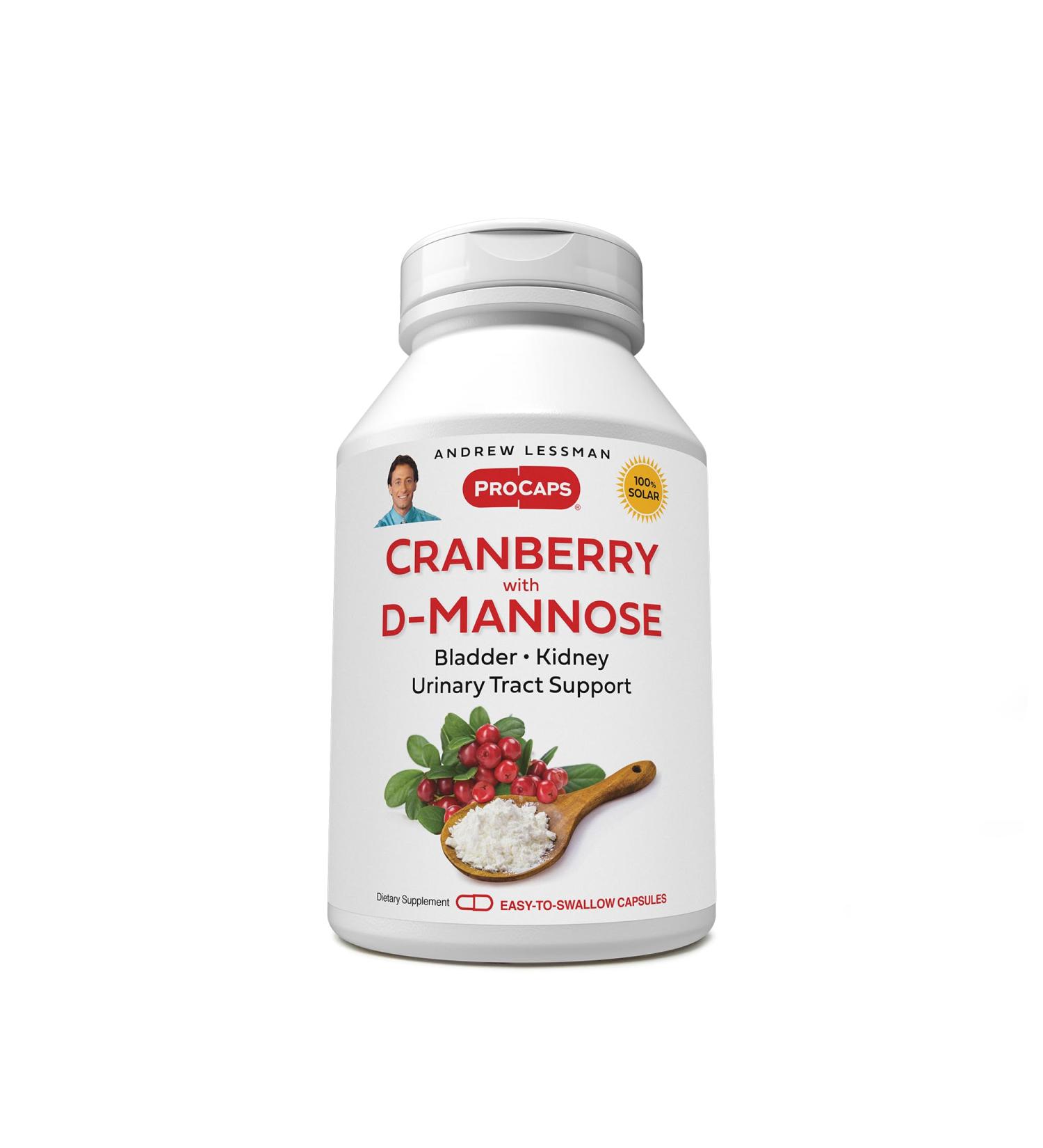 ANDREW LESSMAN Cranberry with D-Mannose - 60 Capsules - Supports Bladder Kidney and Urinary Tract Health. High Potency Standardized Cranberry Concentrate and D-Mannose. Easy to Swallow Capsules 60 Count (Pack of 1) - Buy Online on GoSupps.com