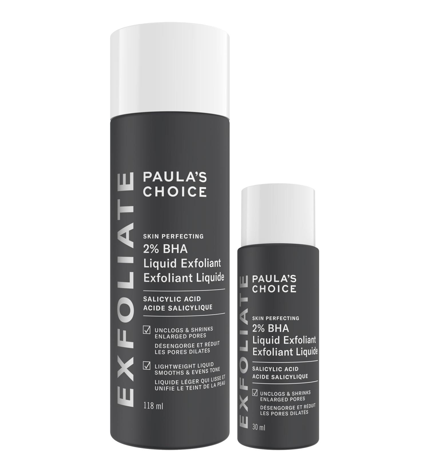 Paula's Choice Skin Perfecting 2% BHA Liquid Salicylic Acid Exfoliant Duo Gentle Exfoliator for Blackheads Large Pores Wrinkles & Fine Lines Includes 1 Full Size Bottle & 1 Travel Size Bottle Full Size + Travel Size Duo - Buy Online on GoSupps.com