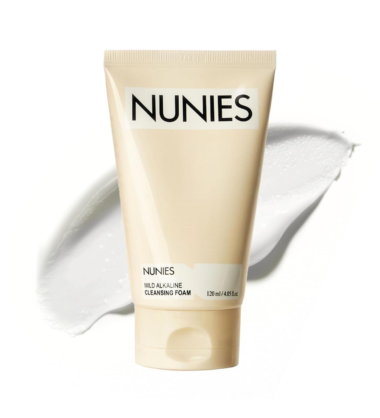 NUNIES Mild Alkaline Cleansing Foam Daily Korean Face Wash for Sensitive Skin | Cream-to-Foam Lather | Deep Cleanser with Hyaluronic Acid & Ceramide | Fragrance-Free | 4.05 fl.oz. (120ml) - Buy Online on GoSupps.com