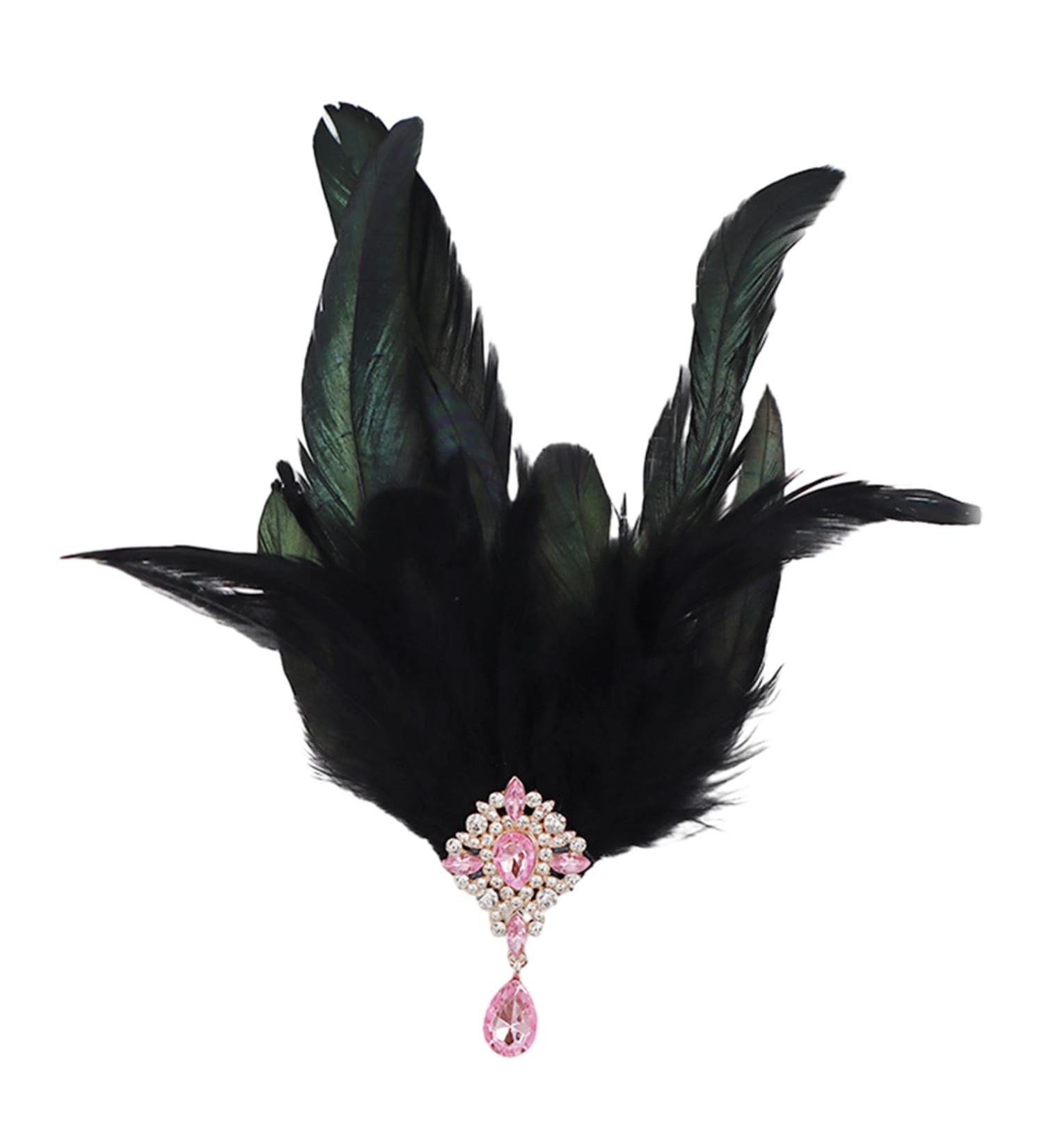 amangul 2in1 Women Feather Rhinestones Hair Hoop&Hairpin Halloween Cosplay Hairband Medieval Style Feather Shape Headbands(B) - Buy Online on GoSupps.com