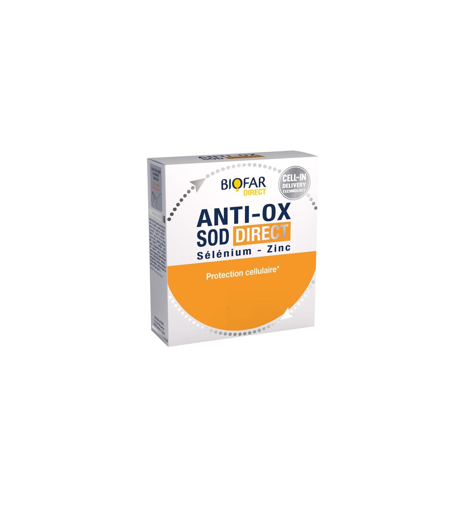 BIOFAR - ANTI-OX SOD DIRECT - Food supplement - Cellular protection and immune defenses - Fruity taste - No sugars or artificial colors - 14 Orodispersible Sticks (No Water) - 35g - Buy Online on GoSupps.com