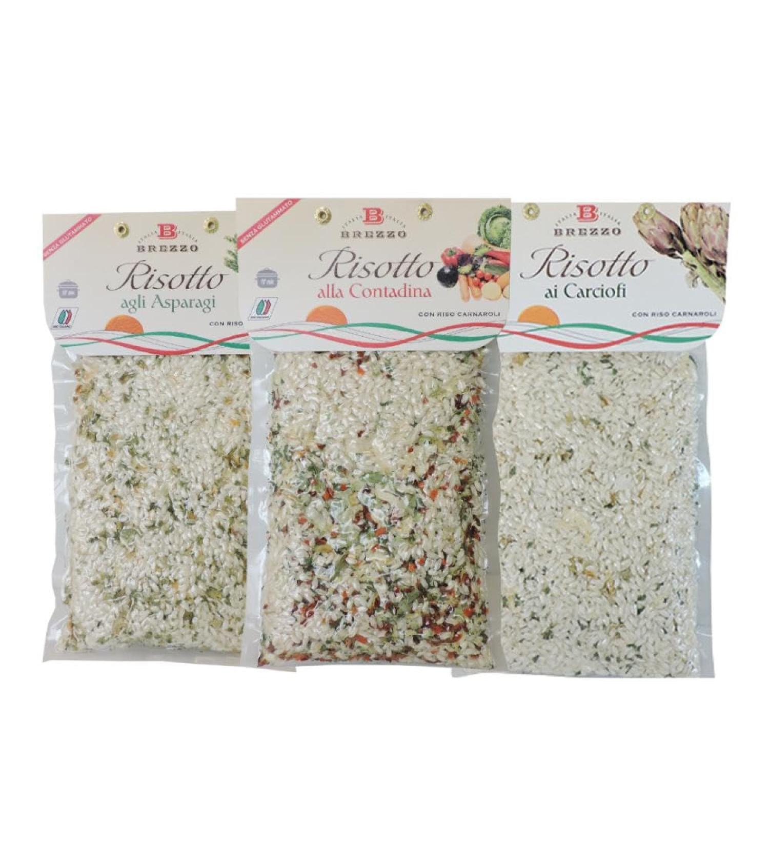 Brezzo Tris di Risotti 300 g with asparagus artichokes and peasant - Buy Online on GoSupps.com