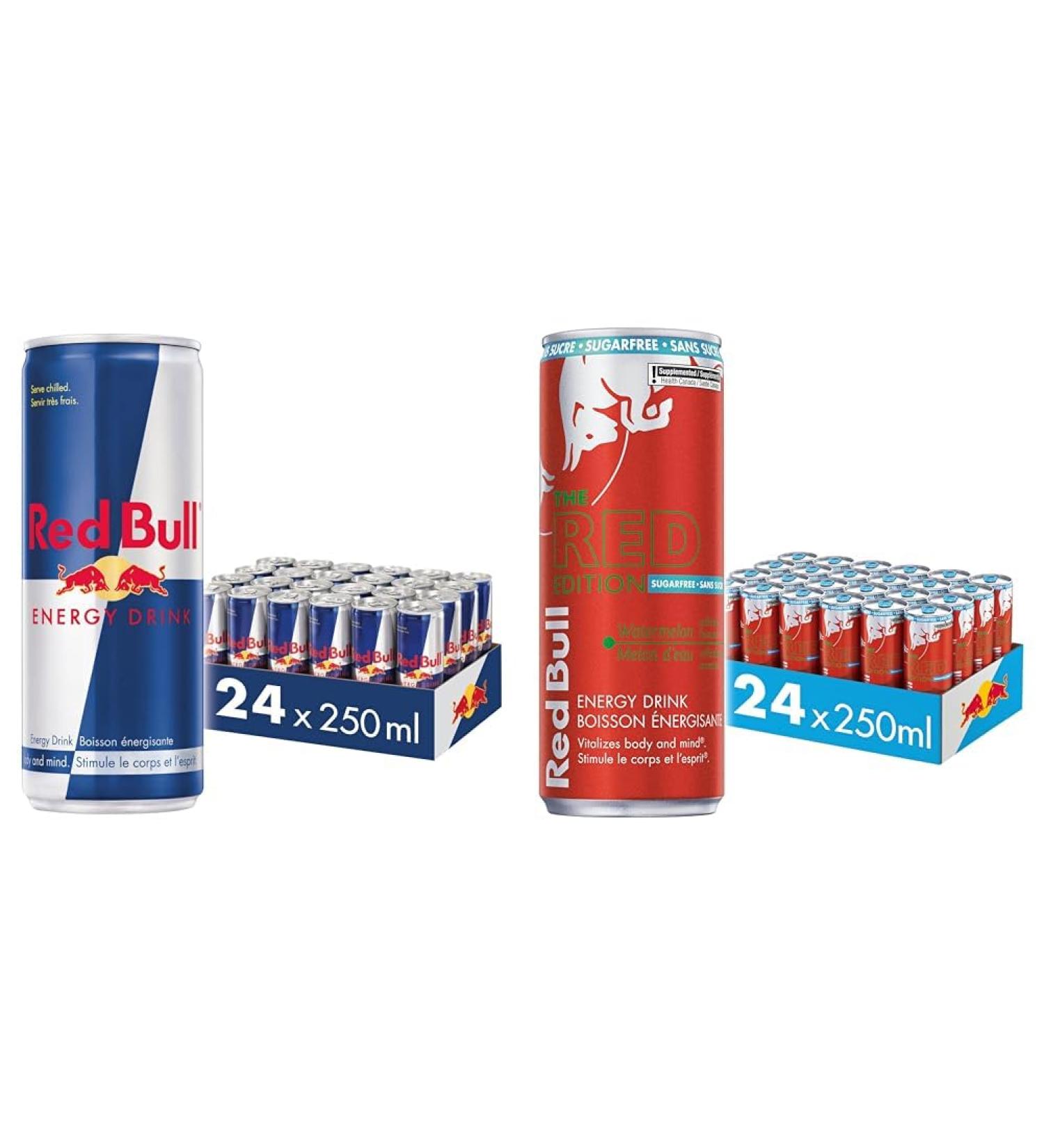 Red Bull Energy Drink 250 ml (24 pack) & Energy Drink Watermelon Sugarfree 250ml (24pk) - Buy Online on GoSupps.com